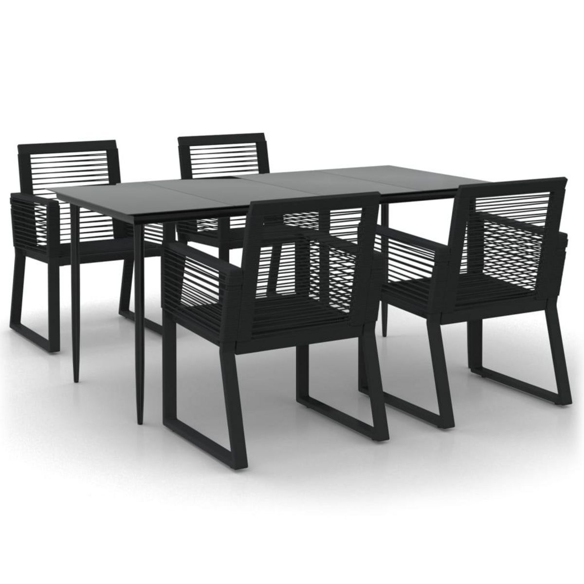 VIDAXL Ensemble a manger de jardin 5 pcs Noir Rotin PVC