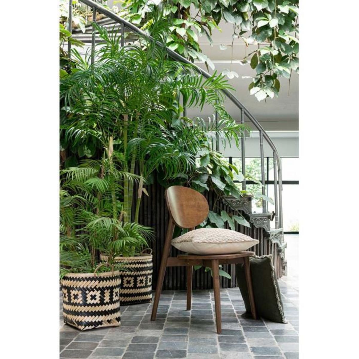 Paris Prix Lot de 3 Paniers de Rangement Rotin  Baudoin  39cm Naturel & Noir