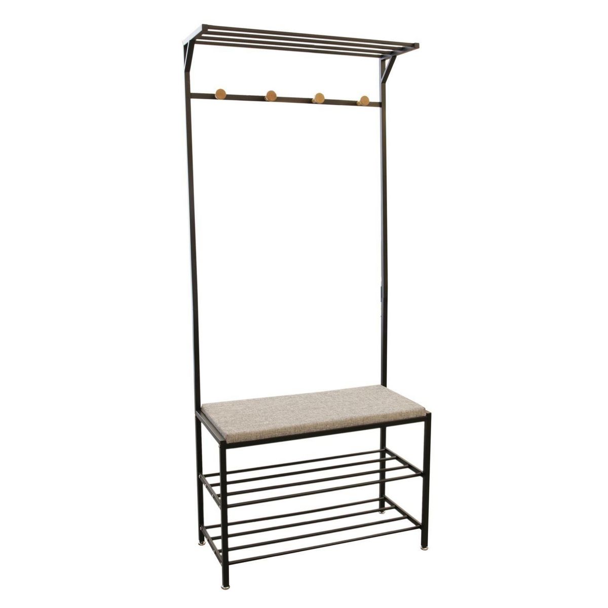 The Home Deco Factory Portemanteau avec banc 4 accroches - Noir