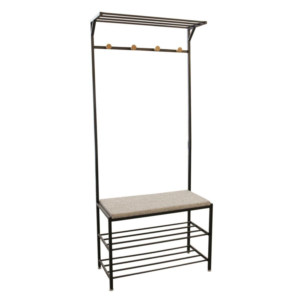 The Home Deco Factory Portemanteau avec banc 4 accroches - Noir