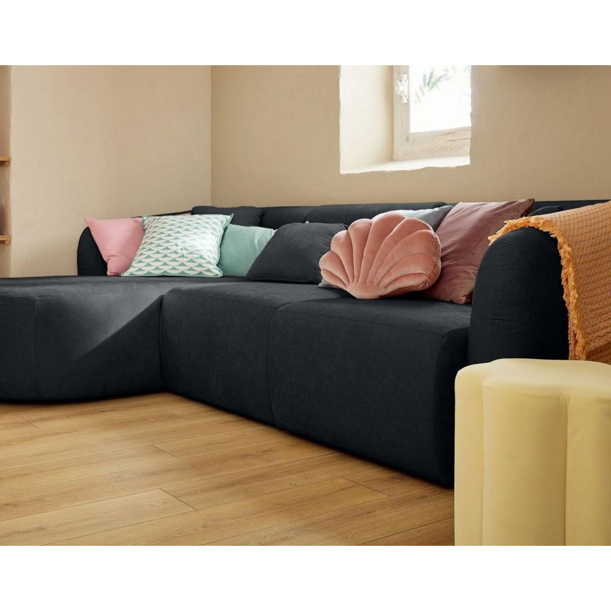 LISA DESIGN Ikare - module d'assise méridienne gauche - en tissu