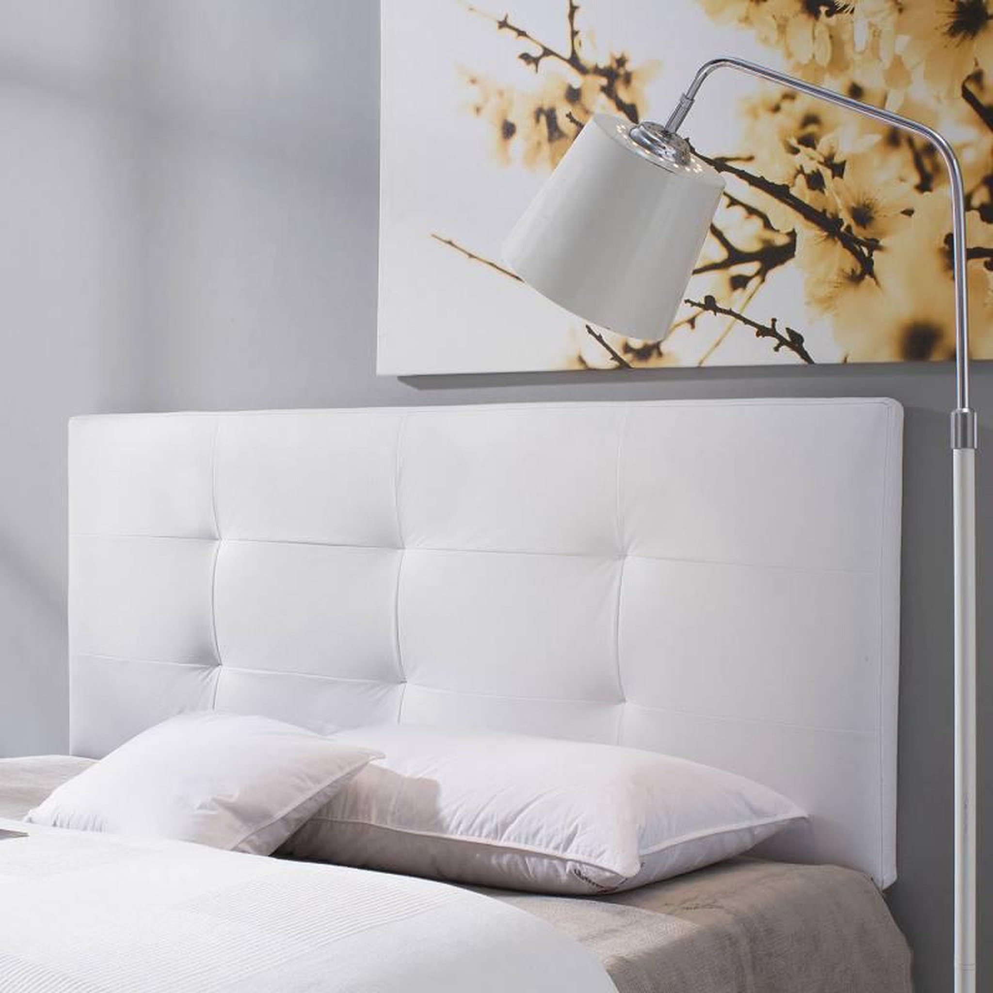 Voir la diapositive 2 : MARCKONFORT Tête de lit Carla 160x60 cm Blanc, rembourrée de Mousse