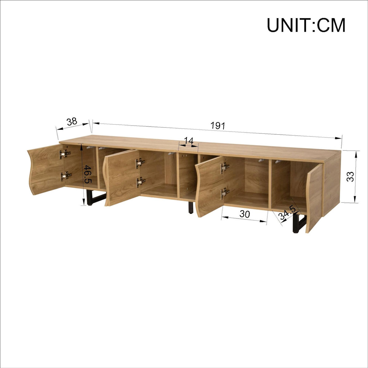MERAX Meuble tv naturel 191 cm mdf