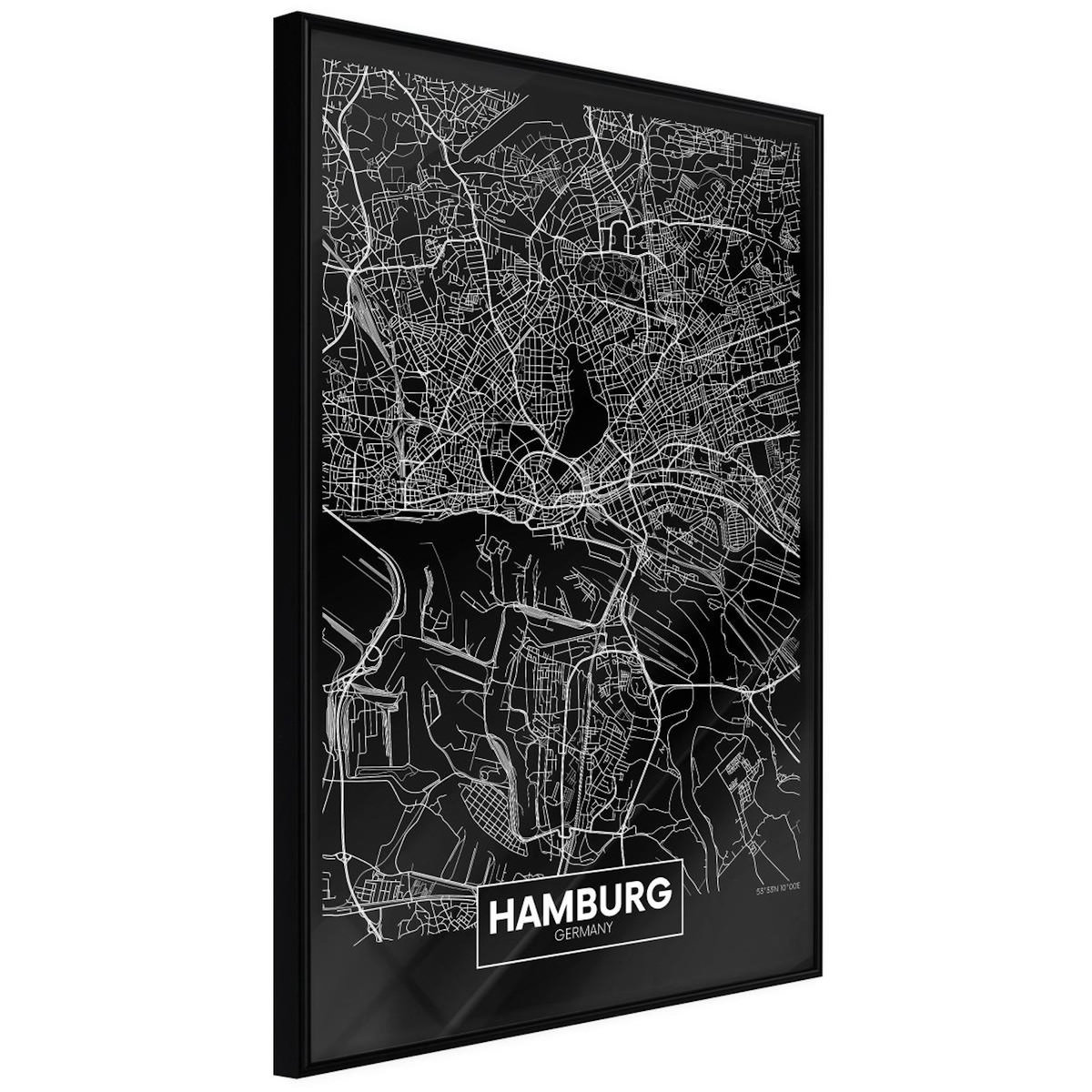 Paris Prix Affiche Murale Encadrée  City Map Hamburg Dark