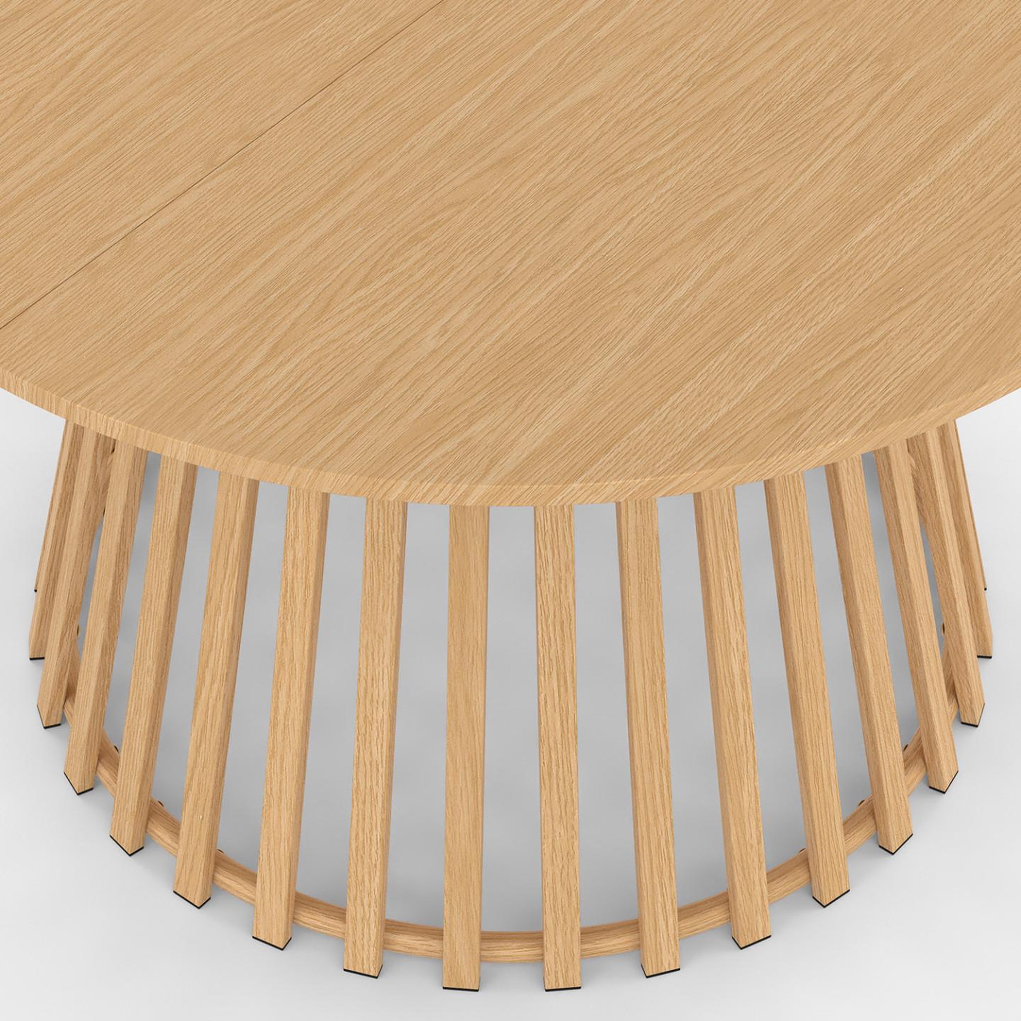Voir la diapositive 6 : ID MARKET Salon de jardin solal table ronde 120 cm avec pied lattes en métal et 6 chaises de jardin avec lanières et coussins beiges