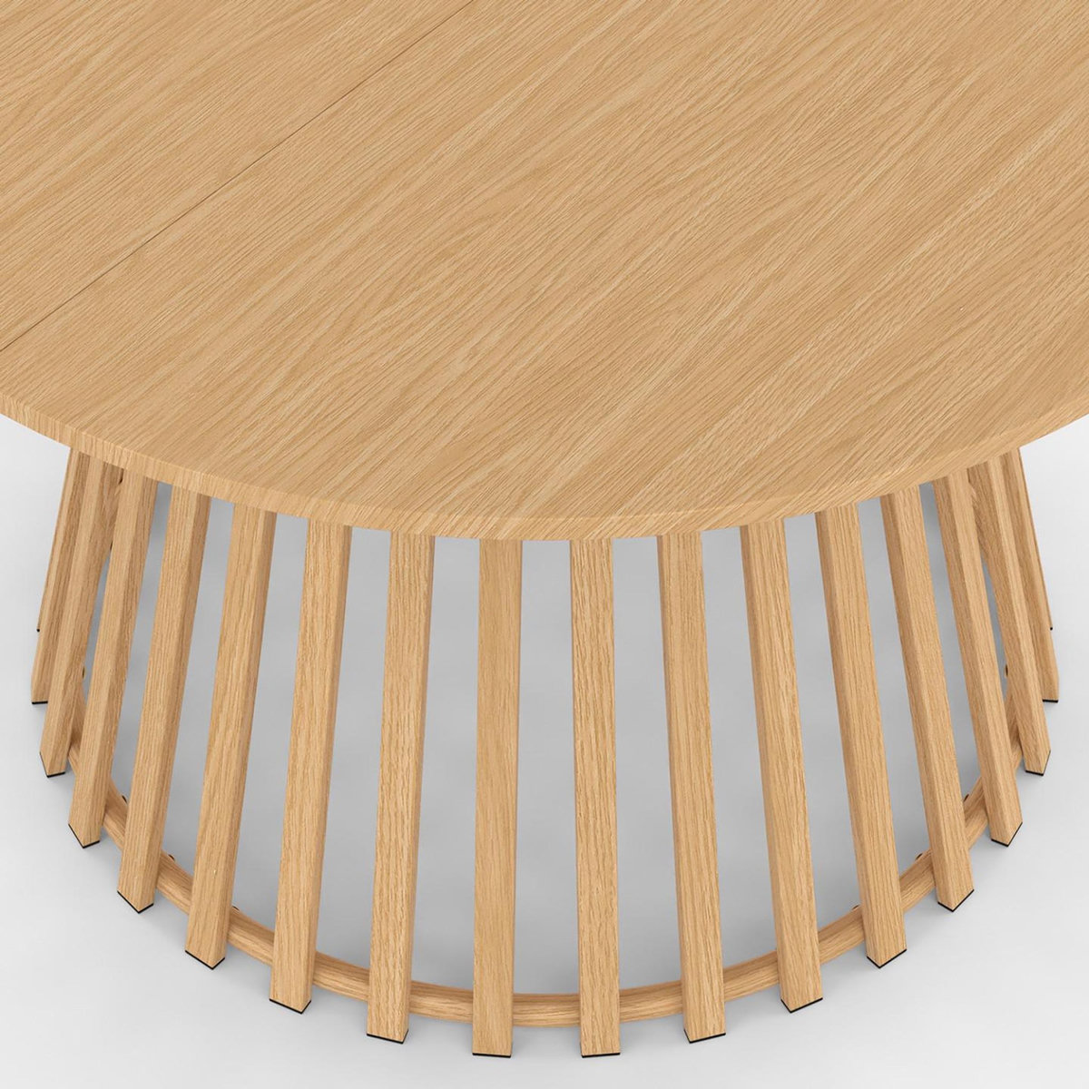 ID MARKET Salon de jardin SOLAL table ronde 120 cm avec pied lattes en métal et 6 chaises de jardin avec lanières et coussins beiges