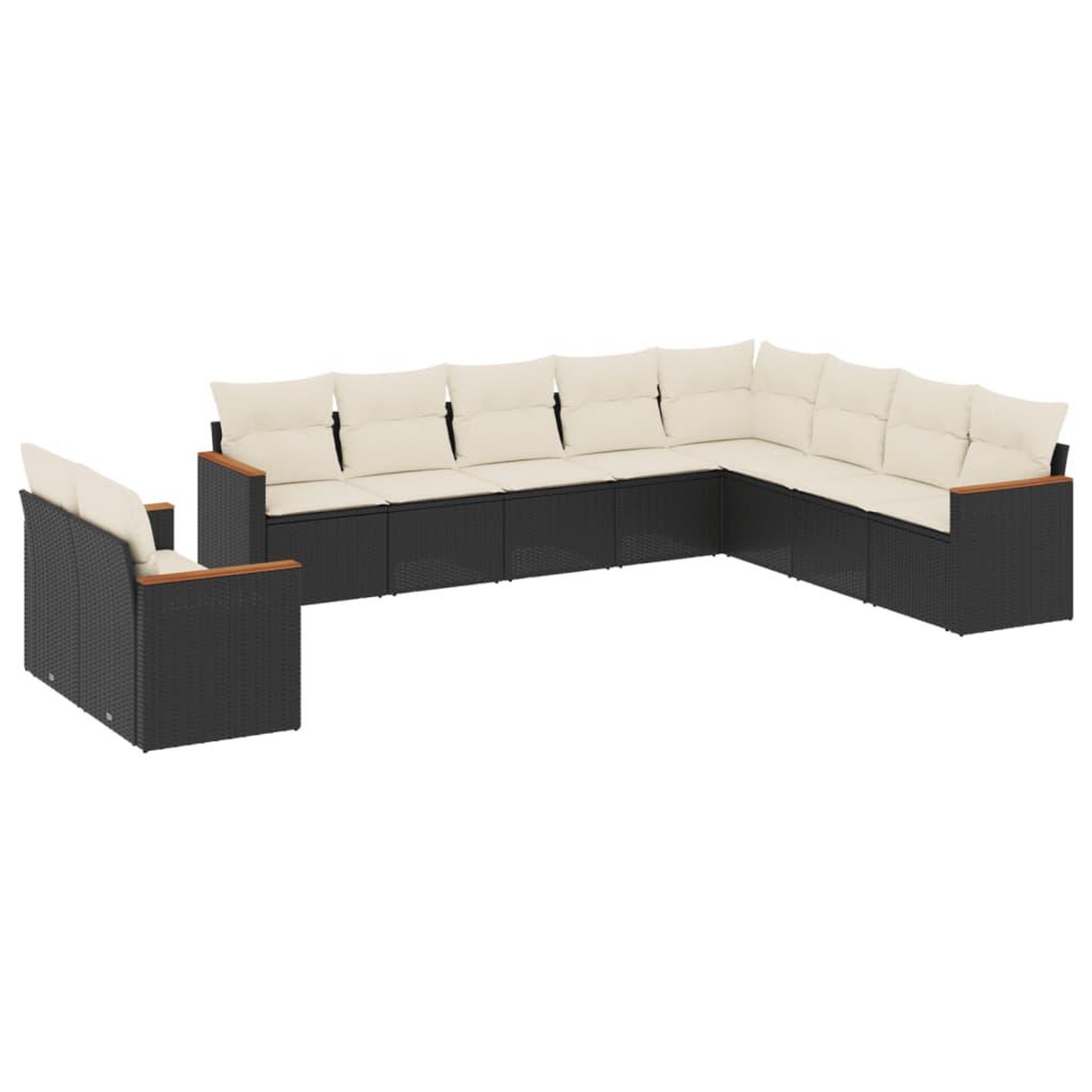 Voir la diapositive 2 : VIDAXL Salon de jardin 10 pcs avec coussins noir resine tressee
