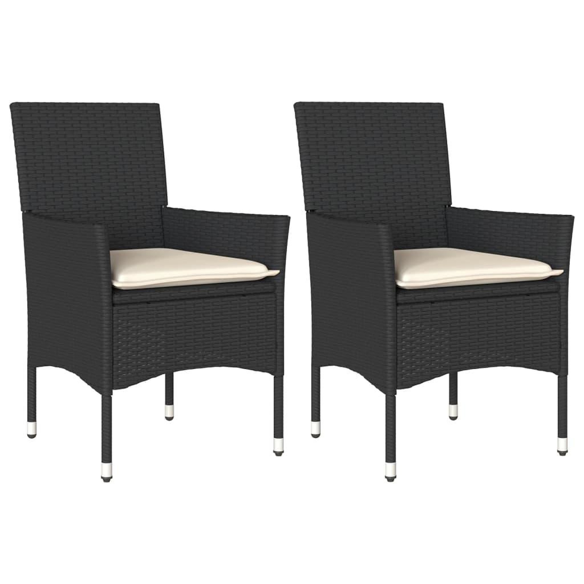 Voir la diapositive 2 : VIDAXL Chaises de jardin avec coussins lot de 2 noir resine tressee