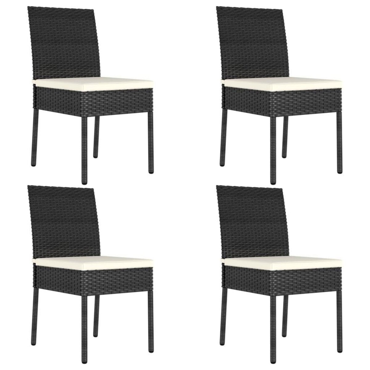 VIDAXL Chaises a manger de jardin lot de 4 Resine tressee Noir