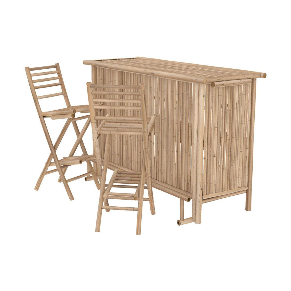Rendez vous déco Ensemble bar et chaise de bar de jardin en bambou (lot de 2)-Vadella