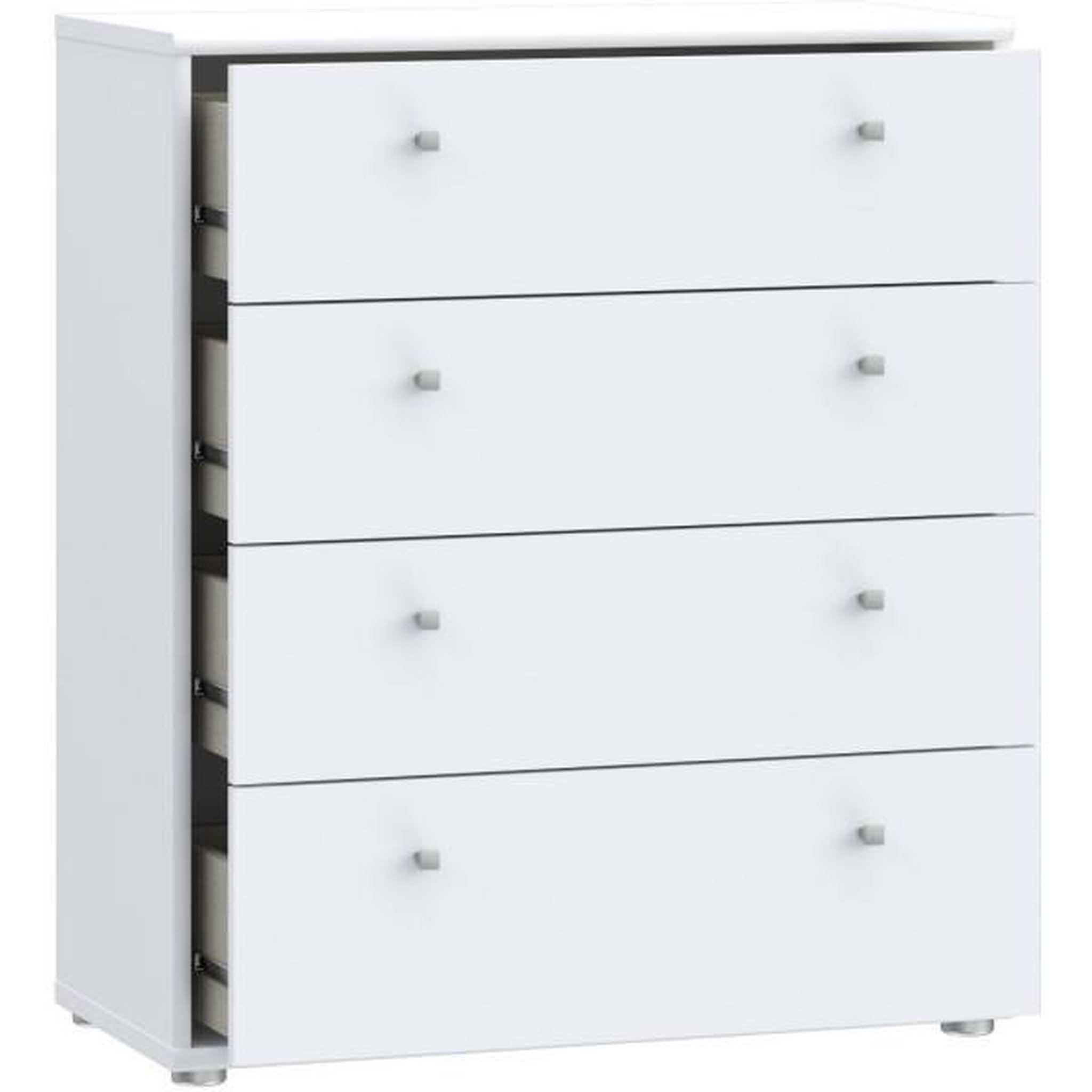 Voir la diapositive 5 : MARKET24 Commode TEMPRA – Couleur Blanc Mat – 4 Tiroirs – L 73,7 × P 34,8 × H 85,5 cm