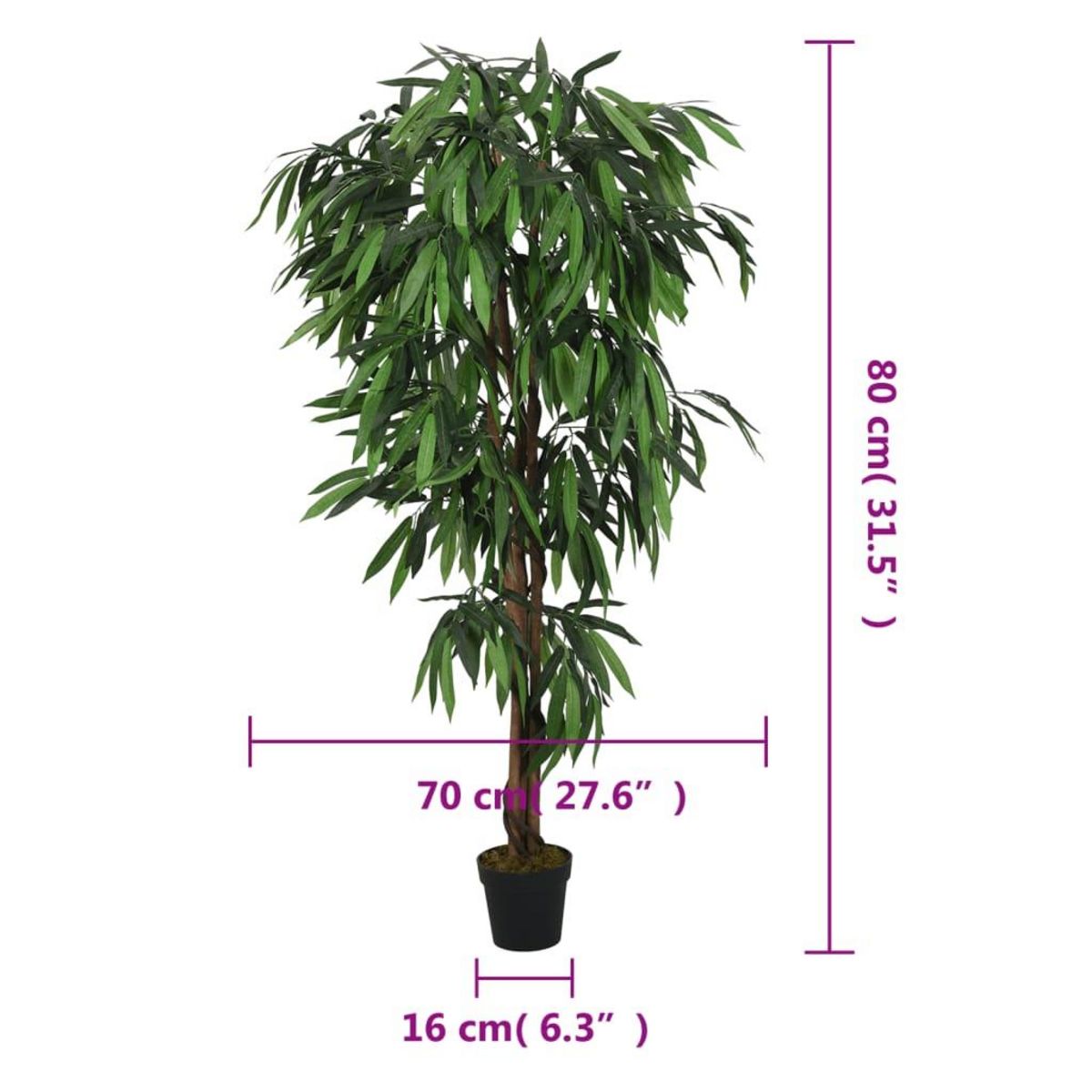 VIDAXL Manguier artificiel 300 feuilles 80 cm vert