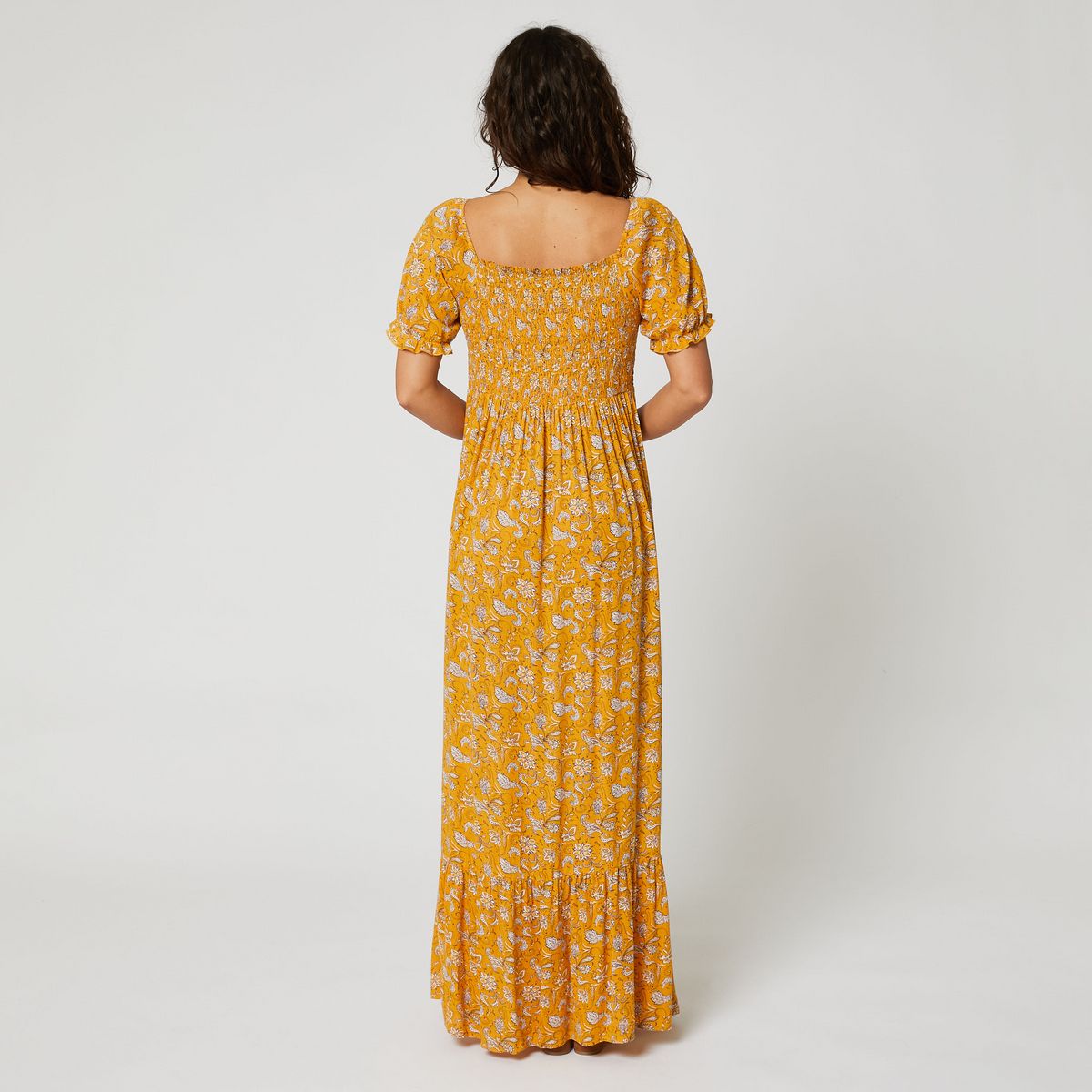 IN EXTENSO Robe longue jaune fleuris femme