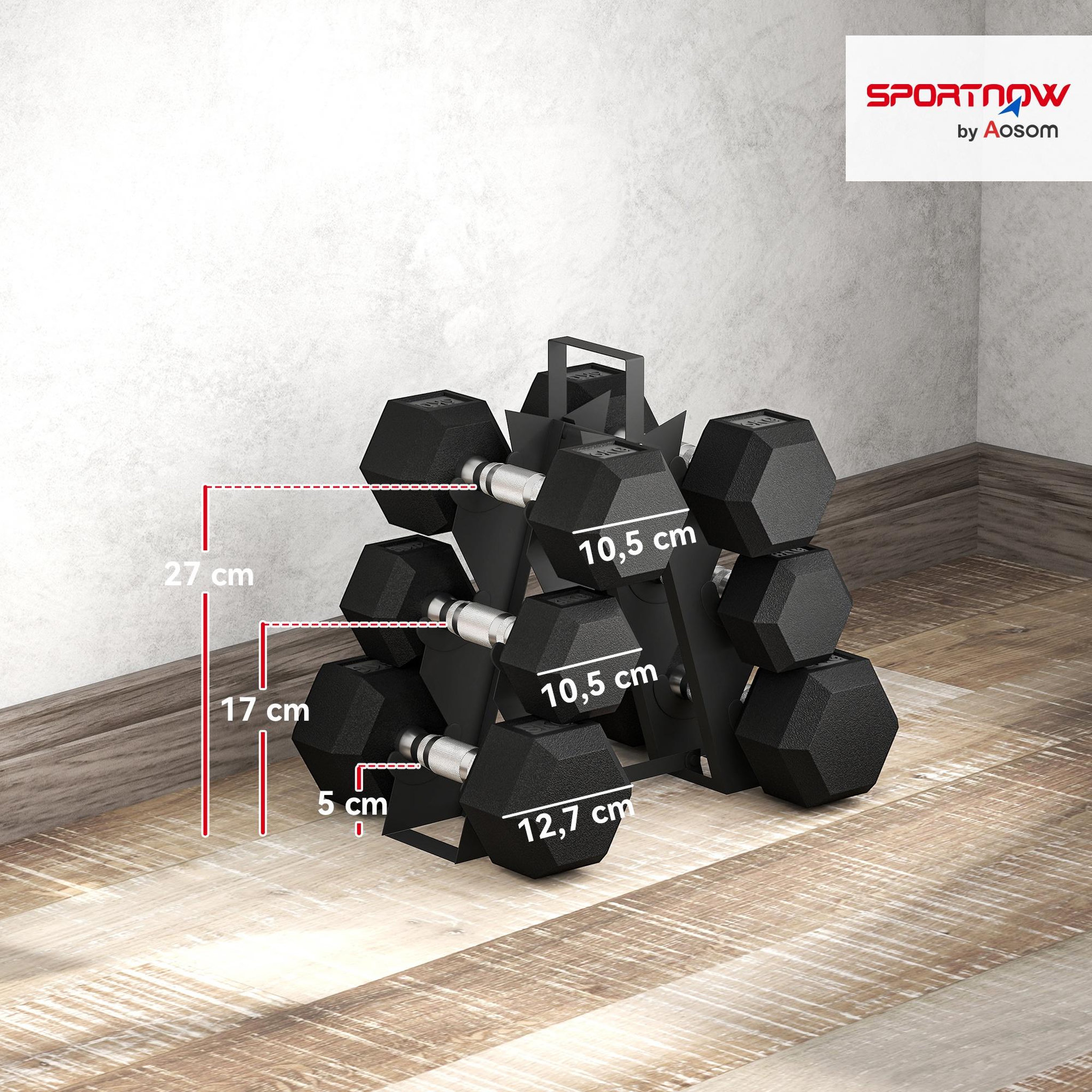 Voir la diapositive 3 : HOMCOM Ensemble d'haltères avec support 2 x 4 kg/6 kg/8 kg noir