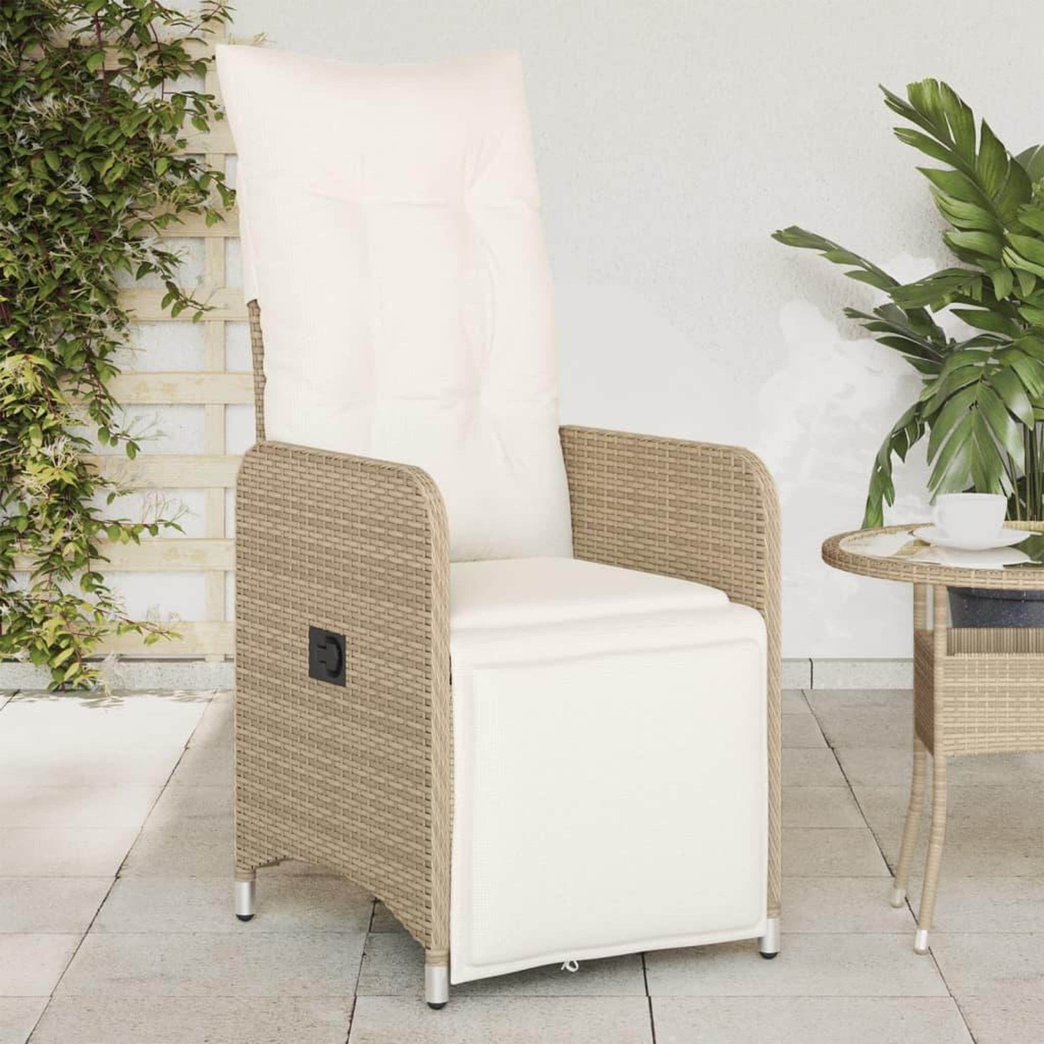 VIDAXL Chaises inclinables de jardin lot de 2 et coussins beige rotin
