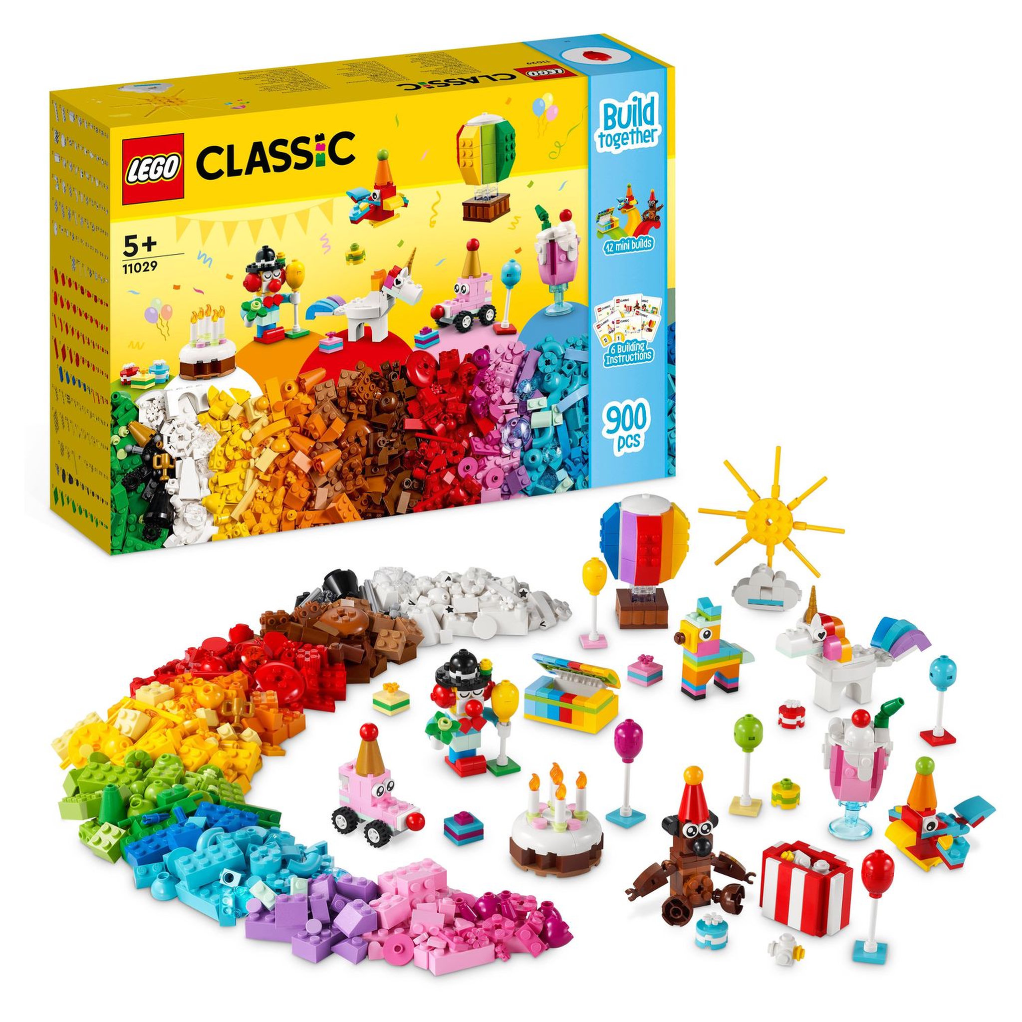 Voir la diapositive 2 : LEGO Classic 11029 - Boîte de fête créative, Ensemble de Briques, à Jouer en Famille, Comprend 12 Mini Jouets : Ourson, Clown, Licorne,
