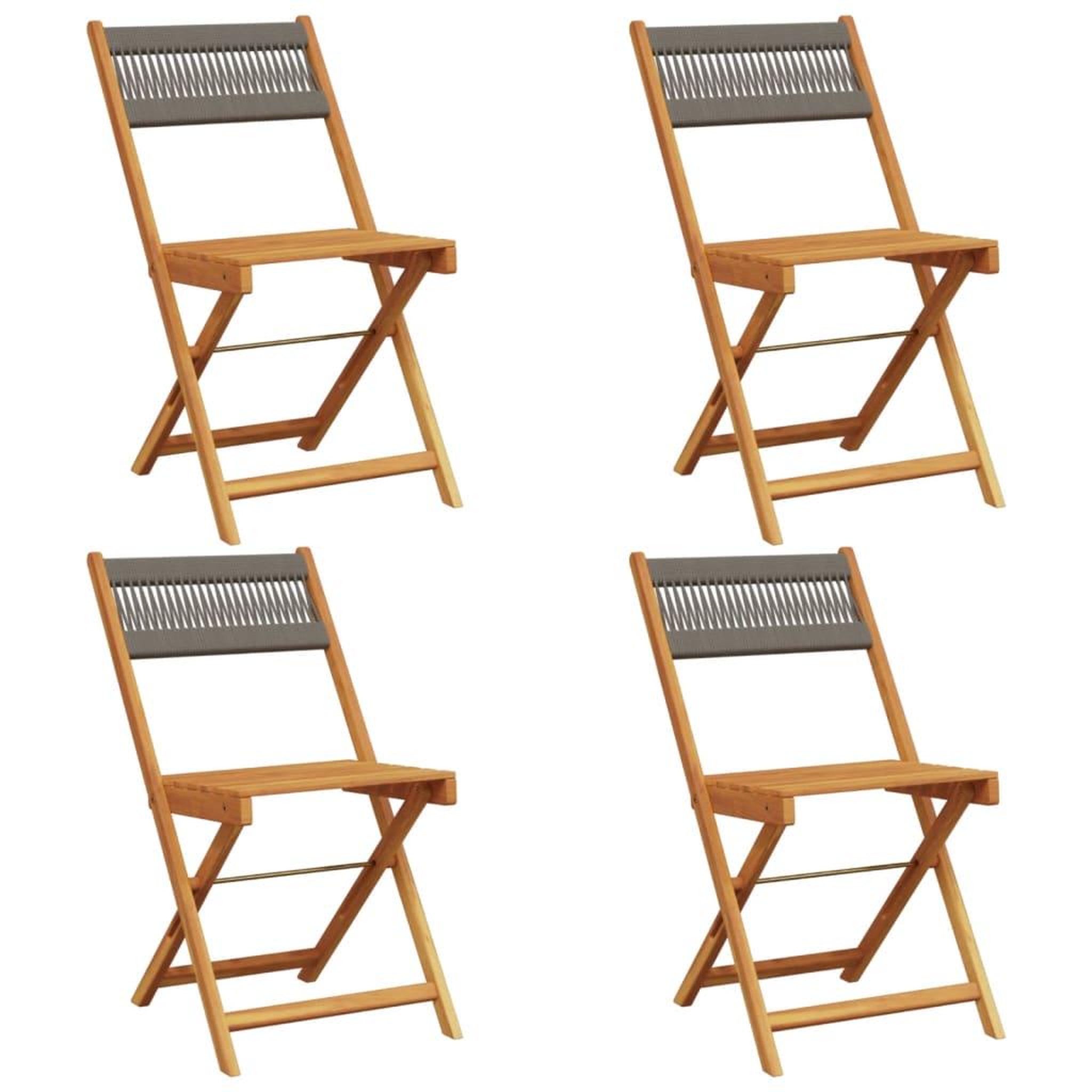 Voir la diapositive 2 : VIDAXL Chaises pliables de jardin 4 pcs gris bois d'acacia massif