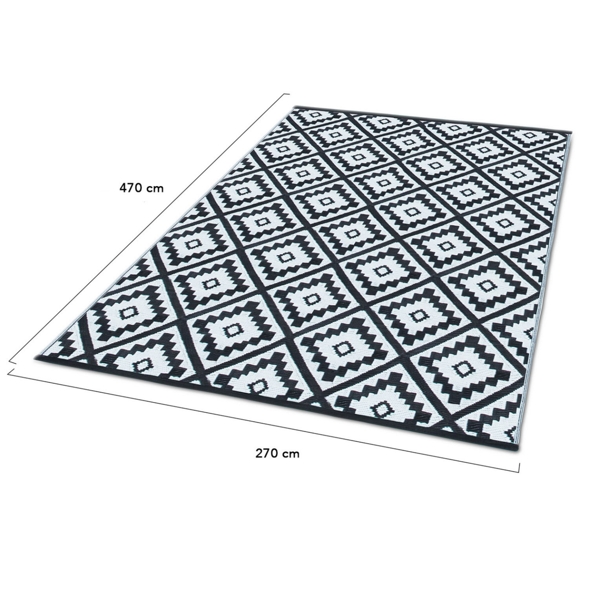 ID MARKET Tapis extérieur BAHAMAS noir 270 x 470 CM