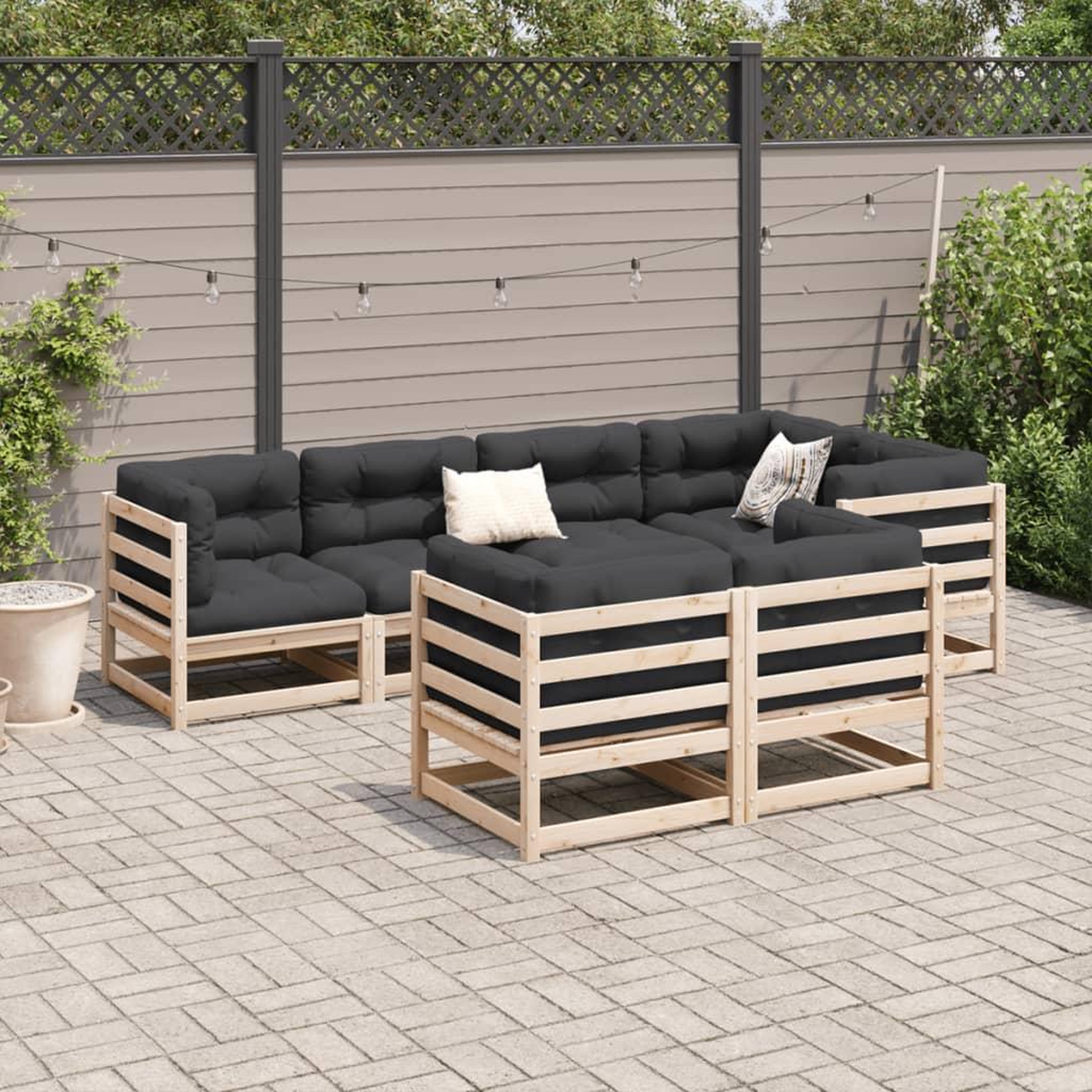 Voir la diapositive 3 : VIDAXL Salon de jardin 7 pcs avec coussins bois de pin massif
