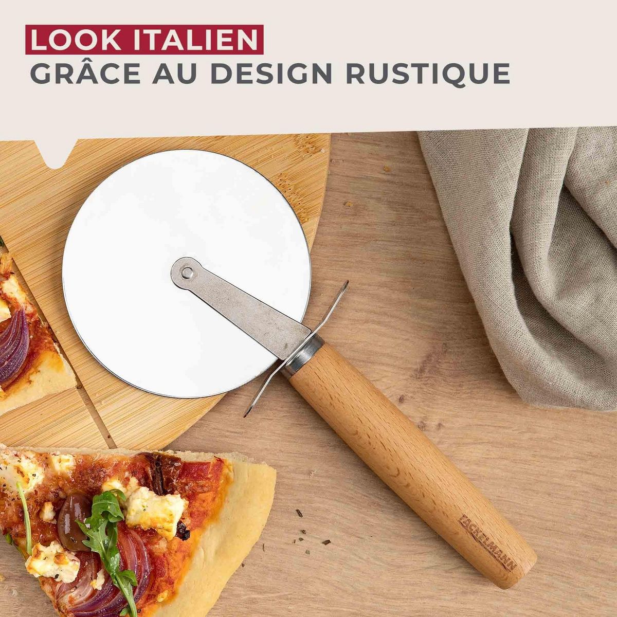 Fackelmann Roulette à pizza géante manche en bois 23 cm Fackelmann Pizza & Pasta