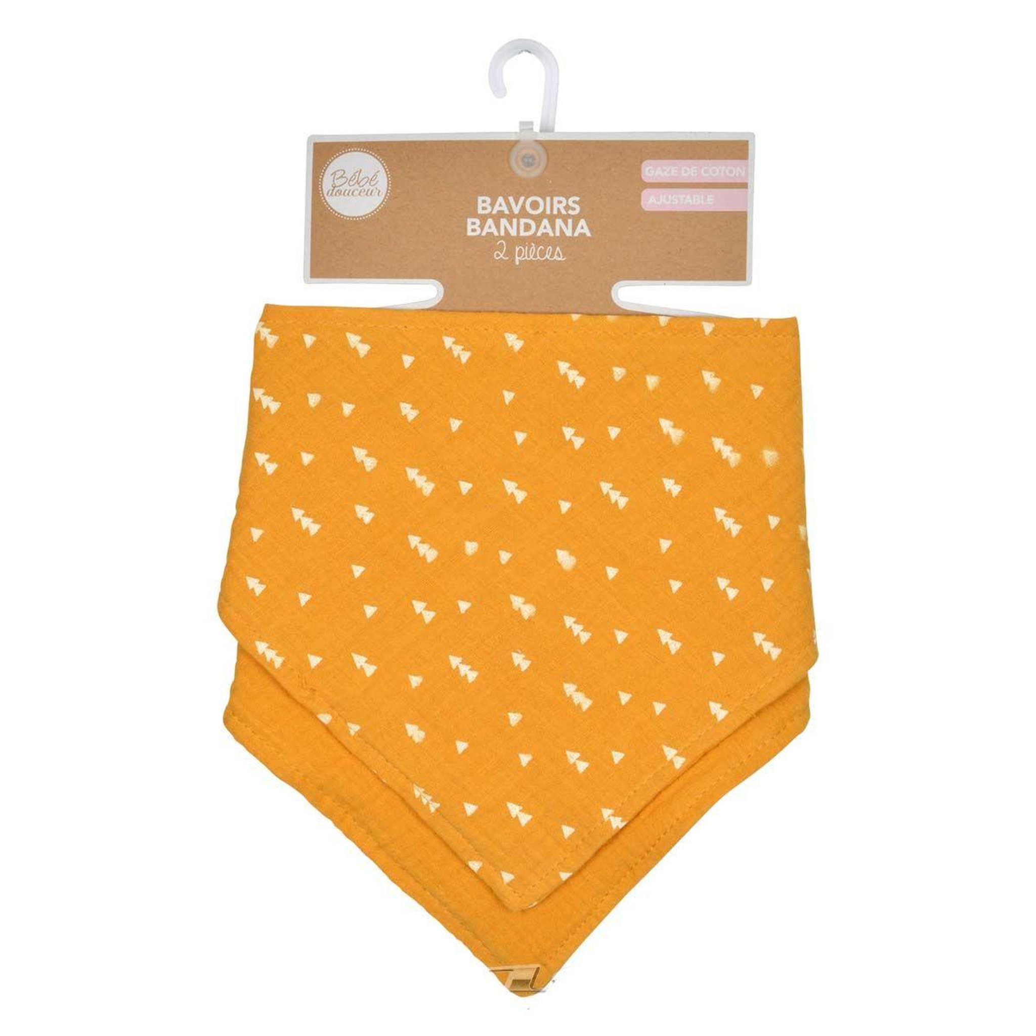 BEBE DOUCEUR Lot de 2 bavoirs bébé  bandana  41cm moutarde