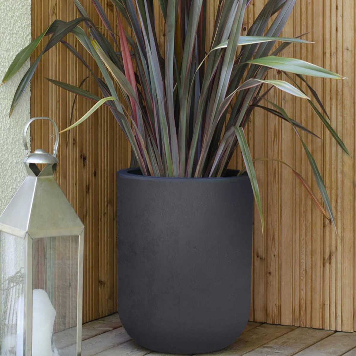 Eda Pot de fleurs rond Basalt Up - Ø 40 x 37 cm - 32,5 L - Gris anthracite - Eda