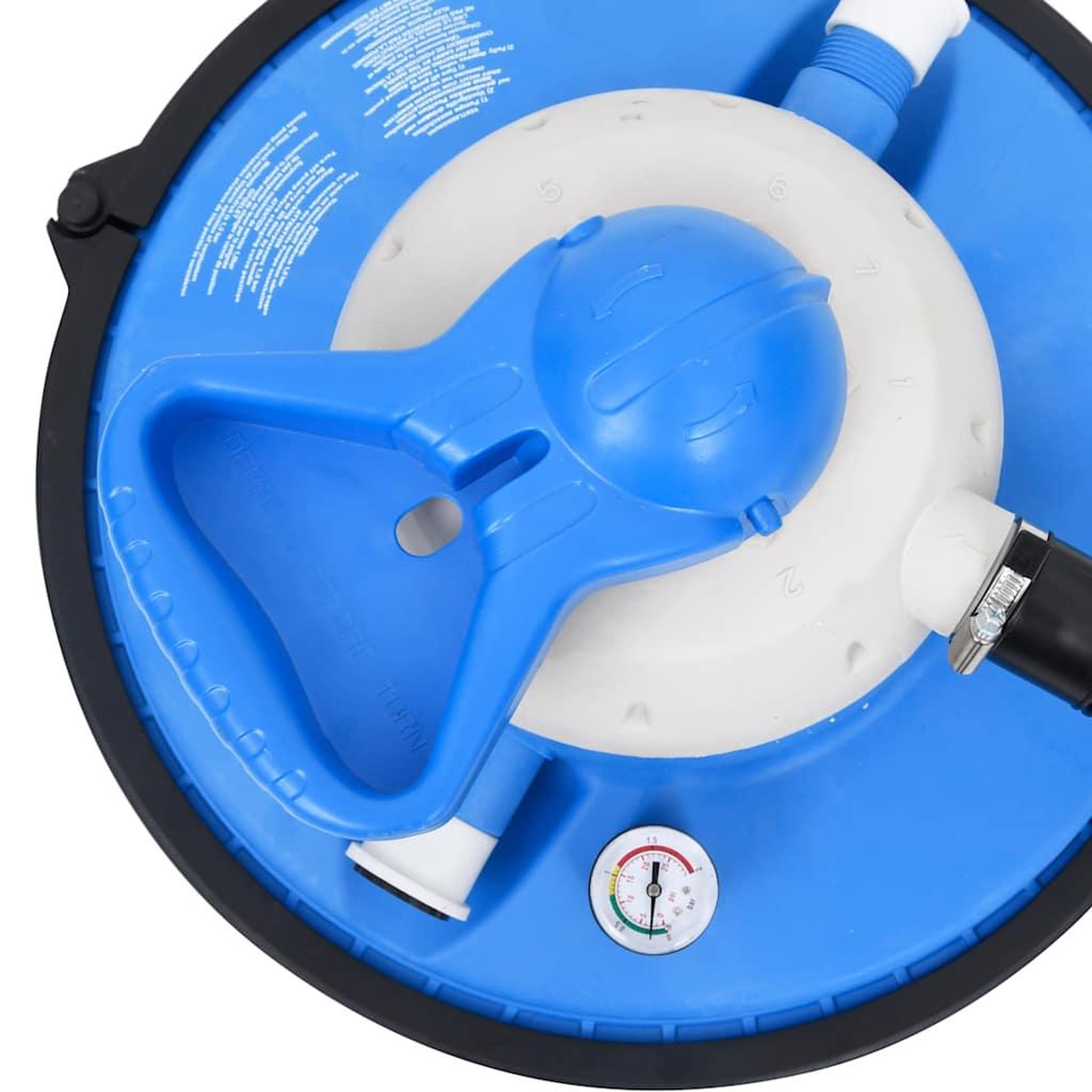 Voir la diapositive 4 : VIDAXL Pompe de filtration a sable bleu et noir 385x620x432mm 200w 25l