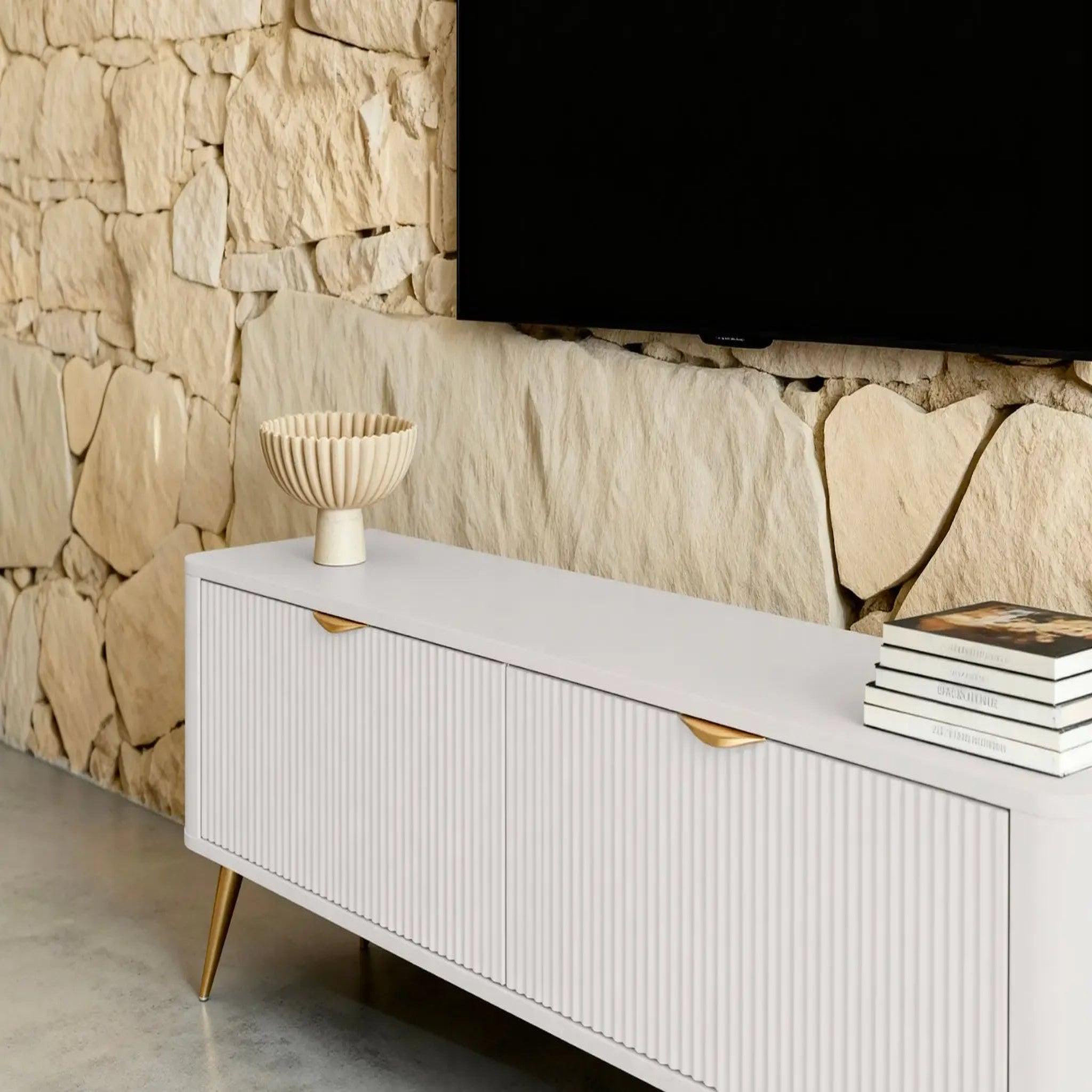 Voir la diapositive 5 : CASANOVA PARIS Joudy mini - mini meuble tv 163cmeffet rainuré