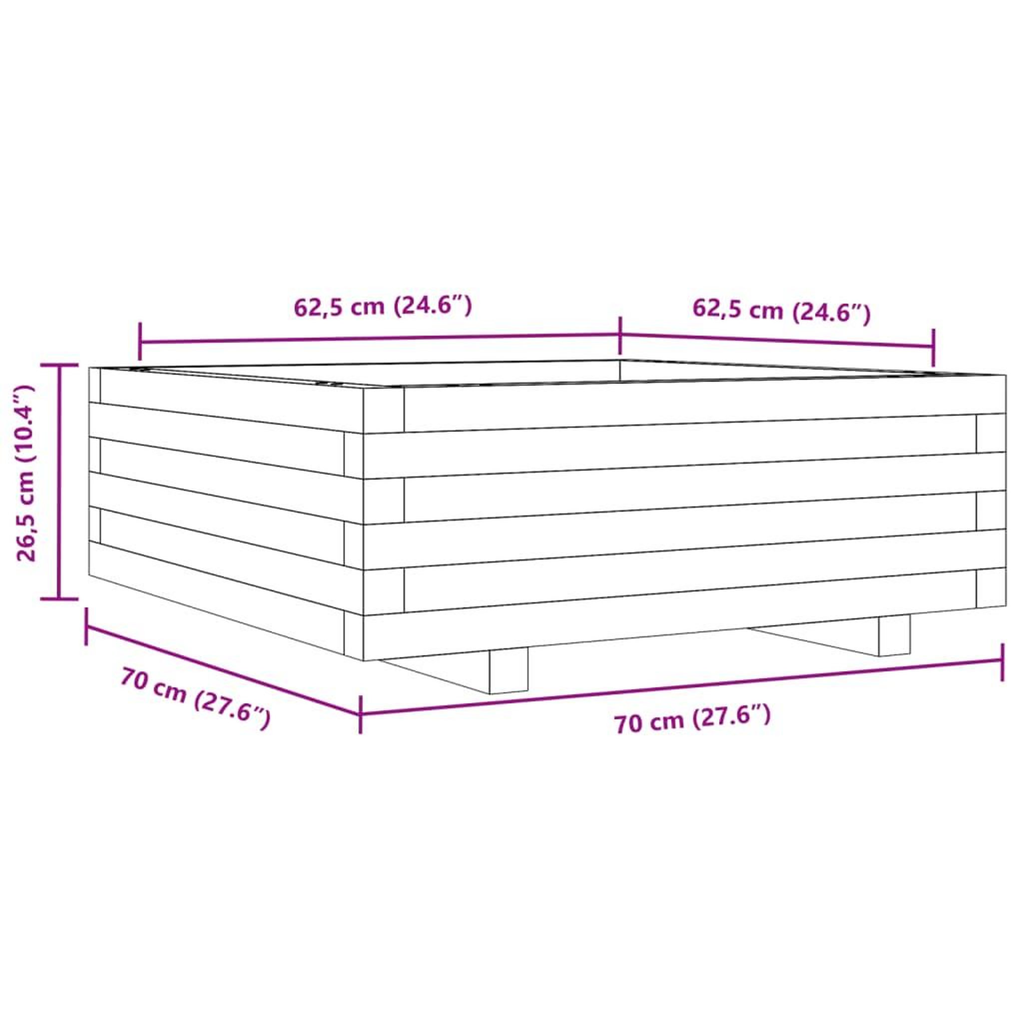 Voir la diapositive 6 : VIDAXL Jardiniere 70x70x26,5 cm bois massif douglas