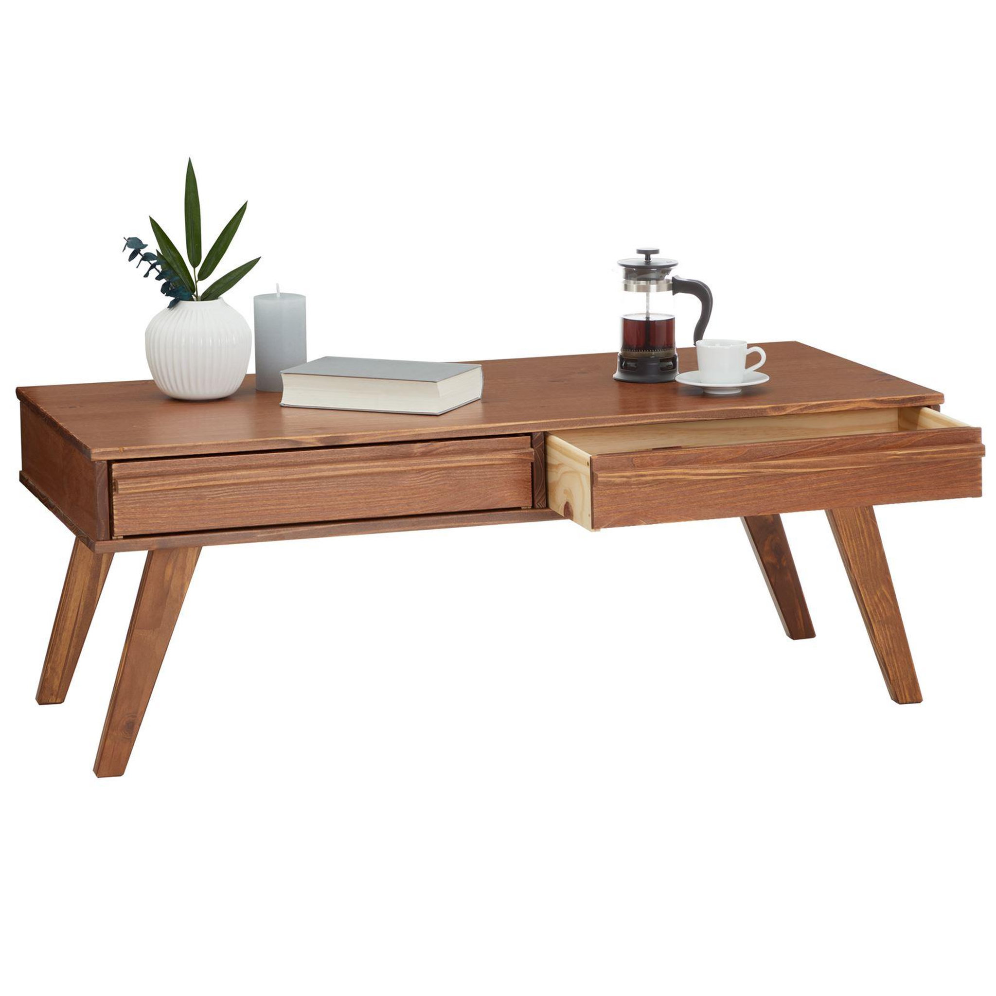 Voir la diapositive 4 : IDIMEX Table basse jona avec 2 tiroirs, en pin massif