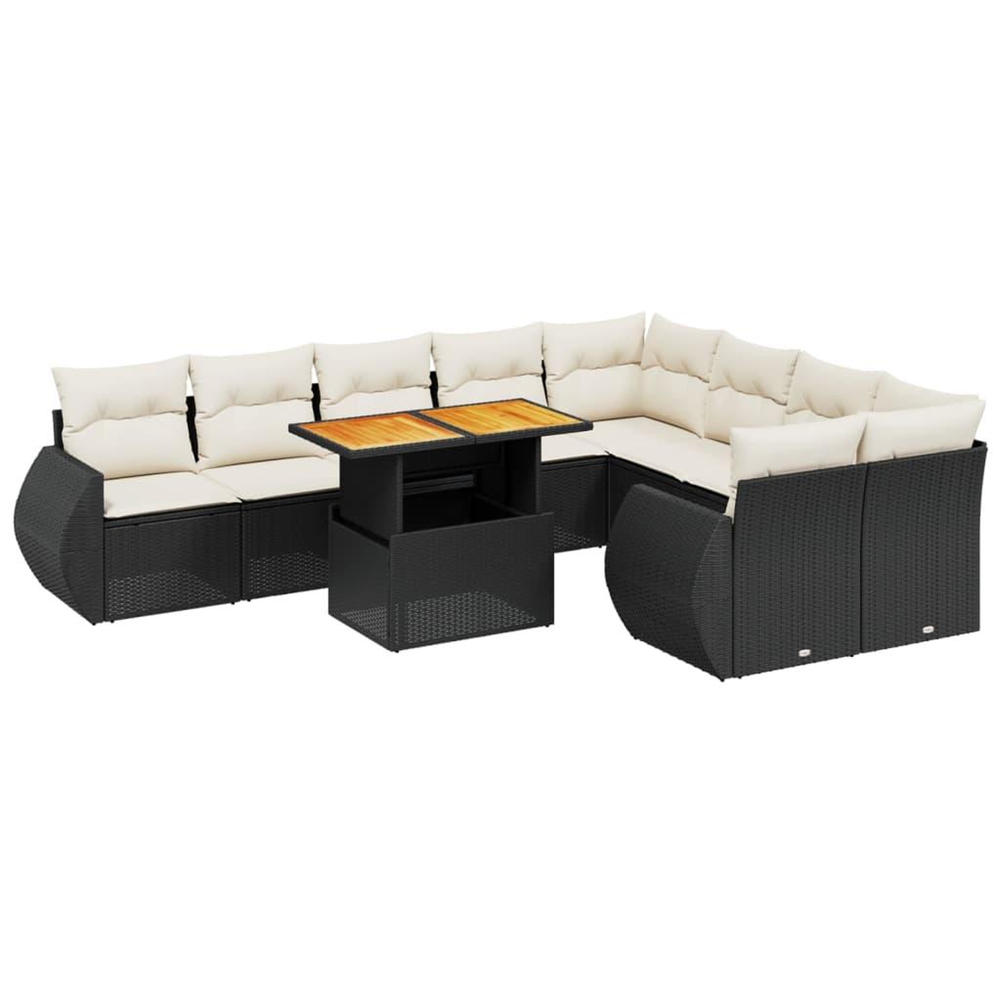 Voir la diapositive 2 : VIDAXL Salon de jardin 10 pcs avec coussins noir resine tressee