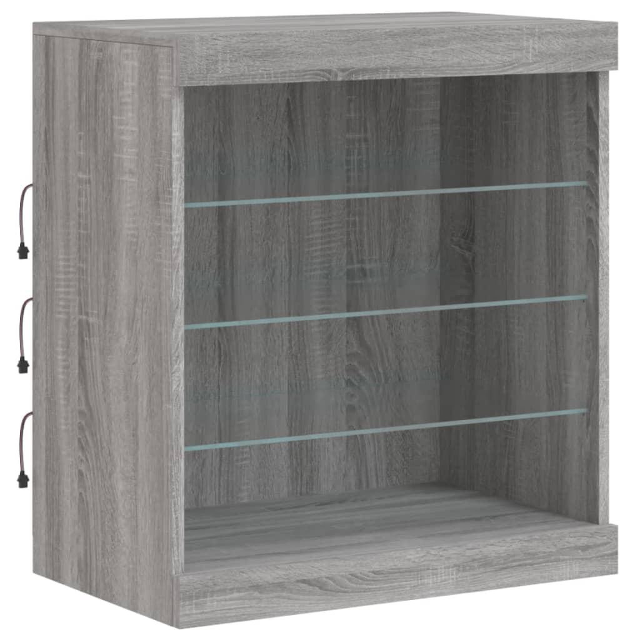 Voir la diapositive 5 : VIDAXL Buffet avec lumieres LED sonoma gris 60,5x37x67 cm