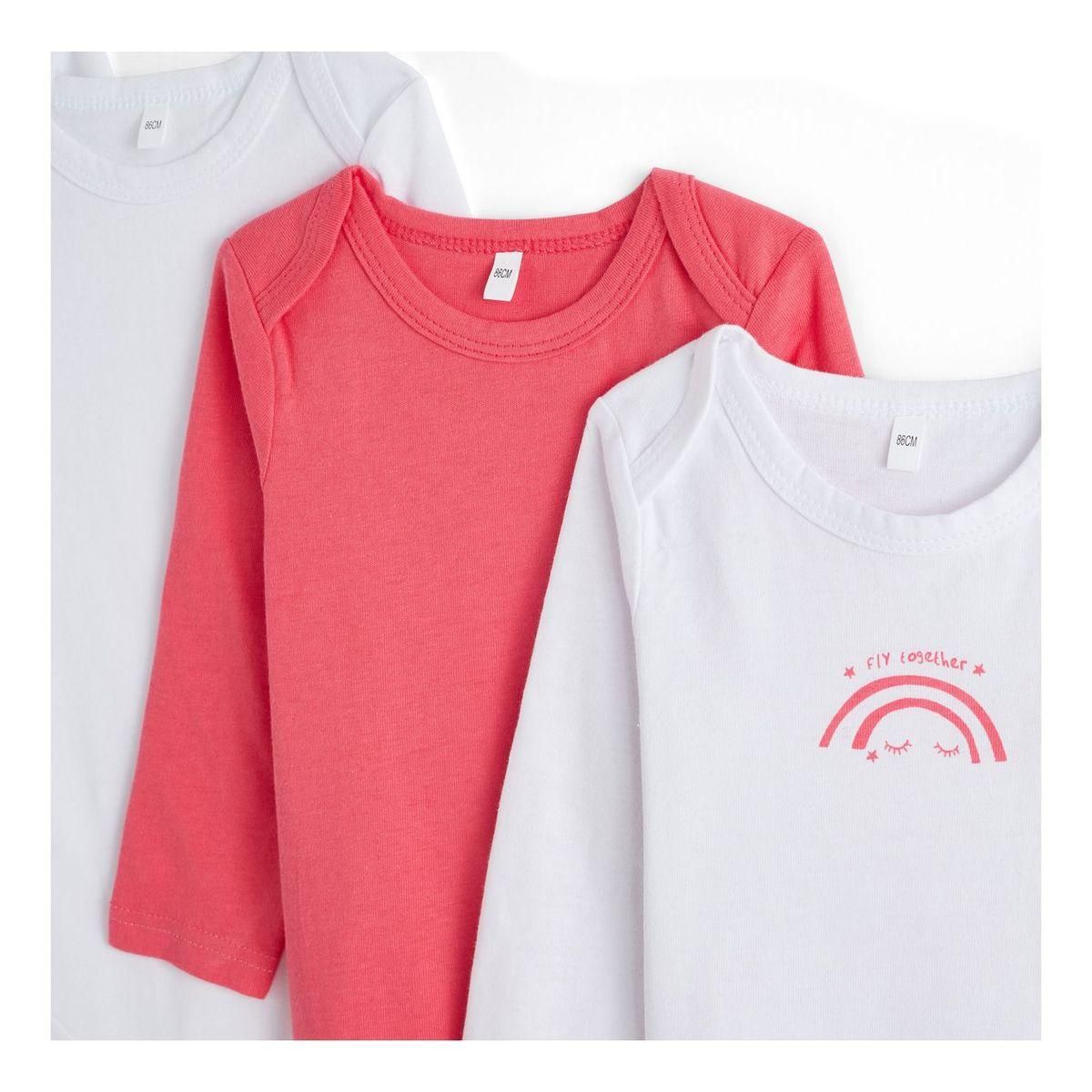 IN EXTENSO Lot de 4 bodies manches longues arc en ciel bébé fille