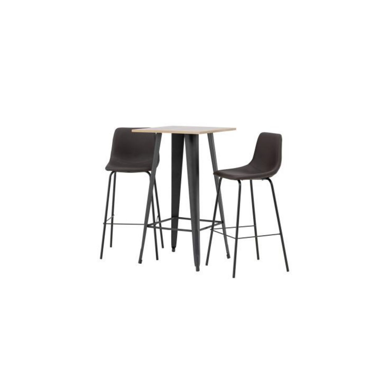 Paris Prix Ensemble Table de Bar & 2 Chaises  Tempe & Alexis  105cm Noyer & Marron