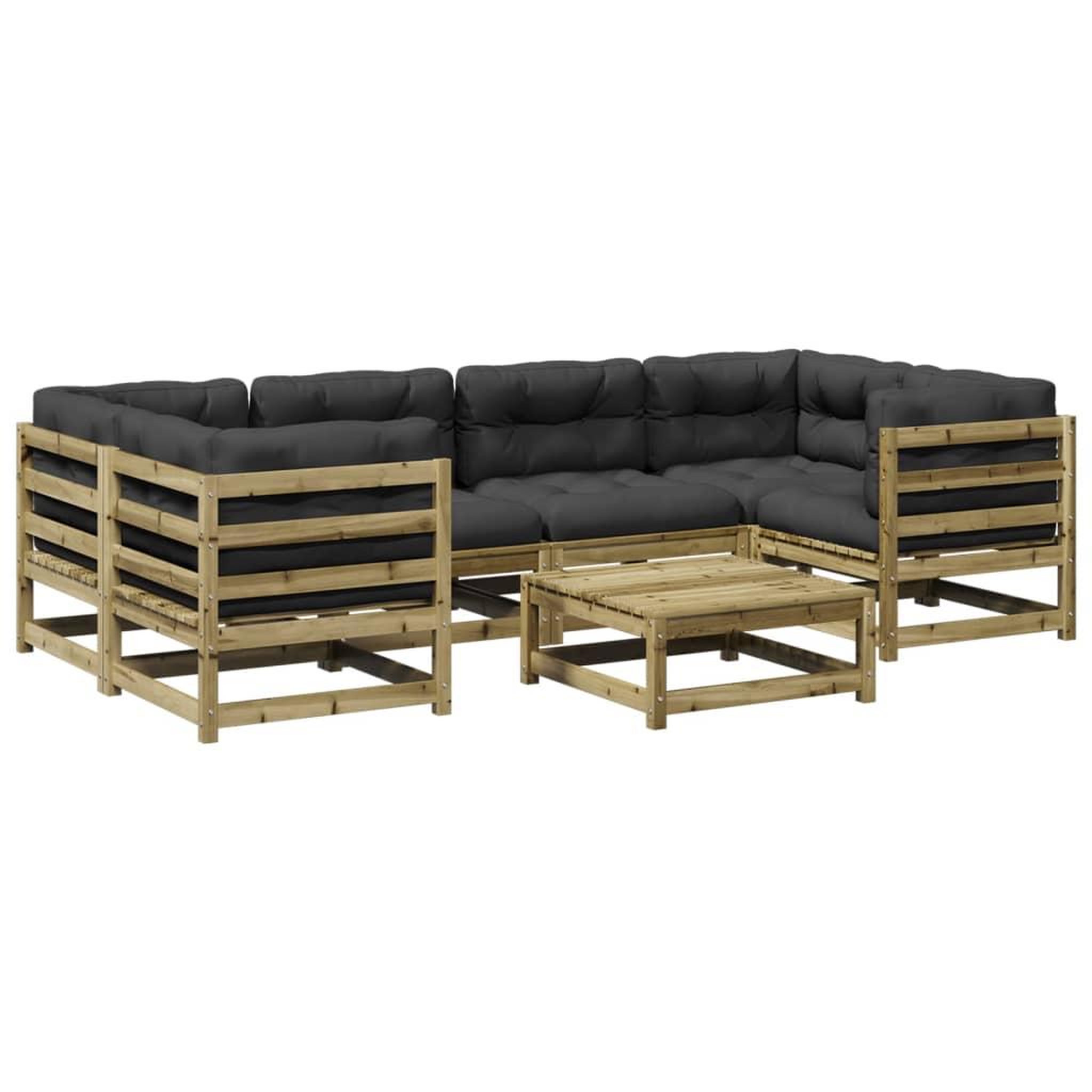 Voir la diapositive 2 : VIDAXL Salon de jardin 7 pcs avec coussins bois de pin impregne