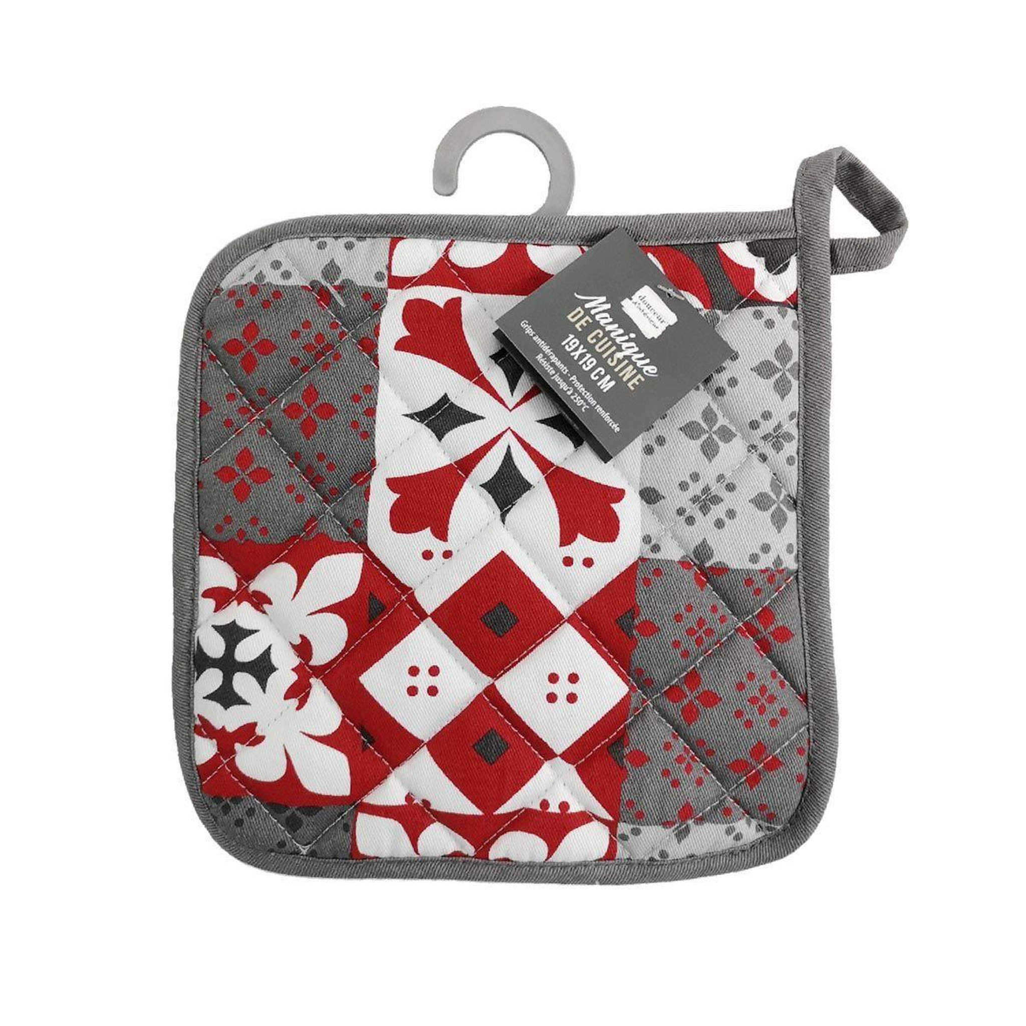 Voir la diapositive 6 : Douceur d'Intérieur Manique de cuisine  credence  19cm gris & rouge