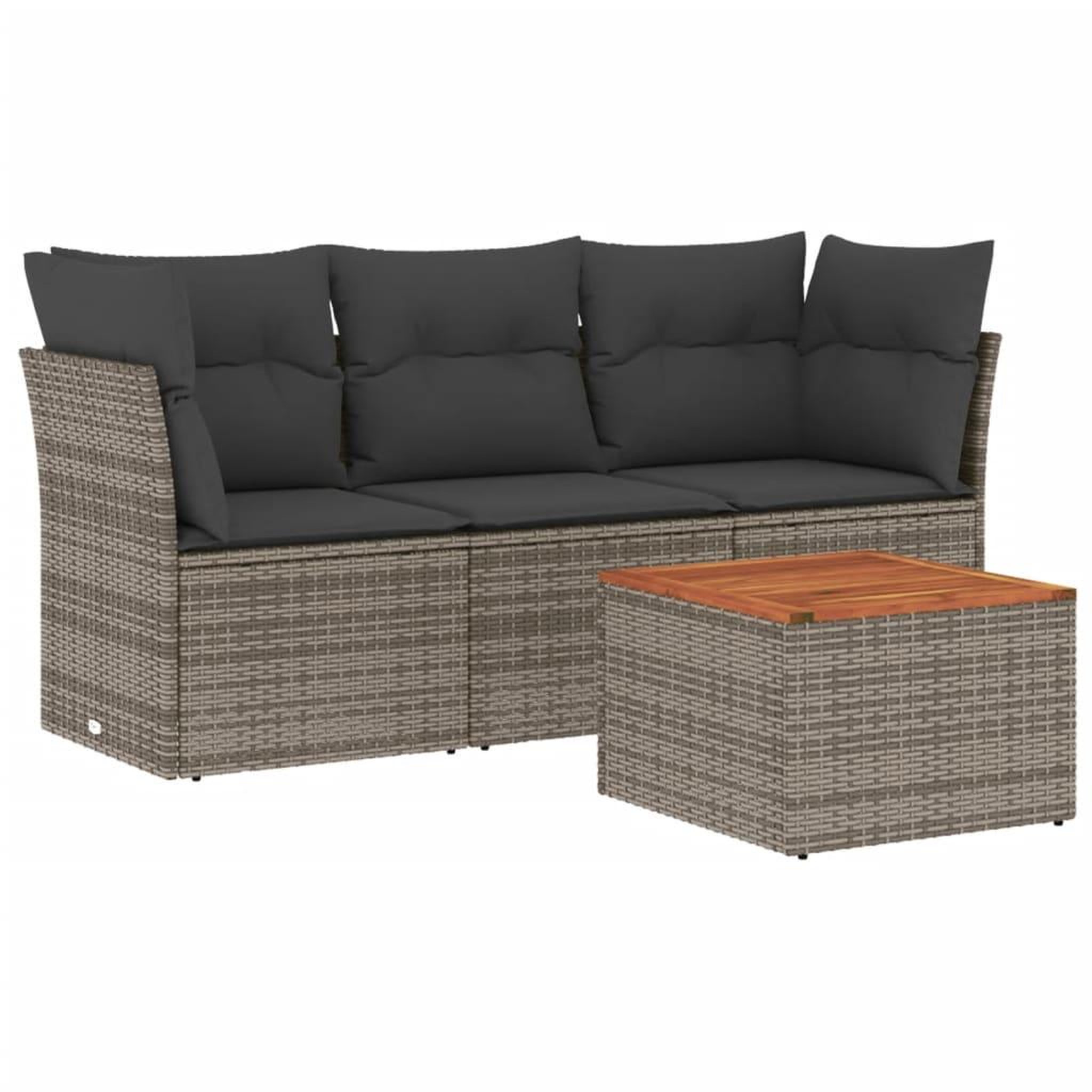 Voir la diapositive 2 : VIDAXL Salon de jardin 4 pcs avec coussins gris resine tressee