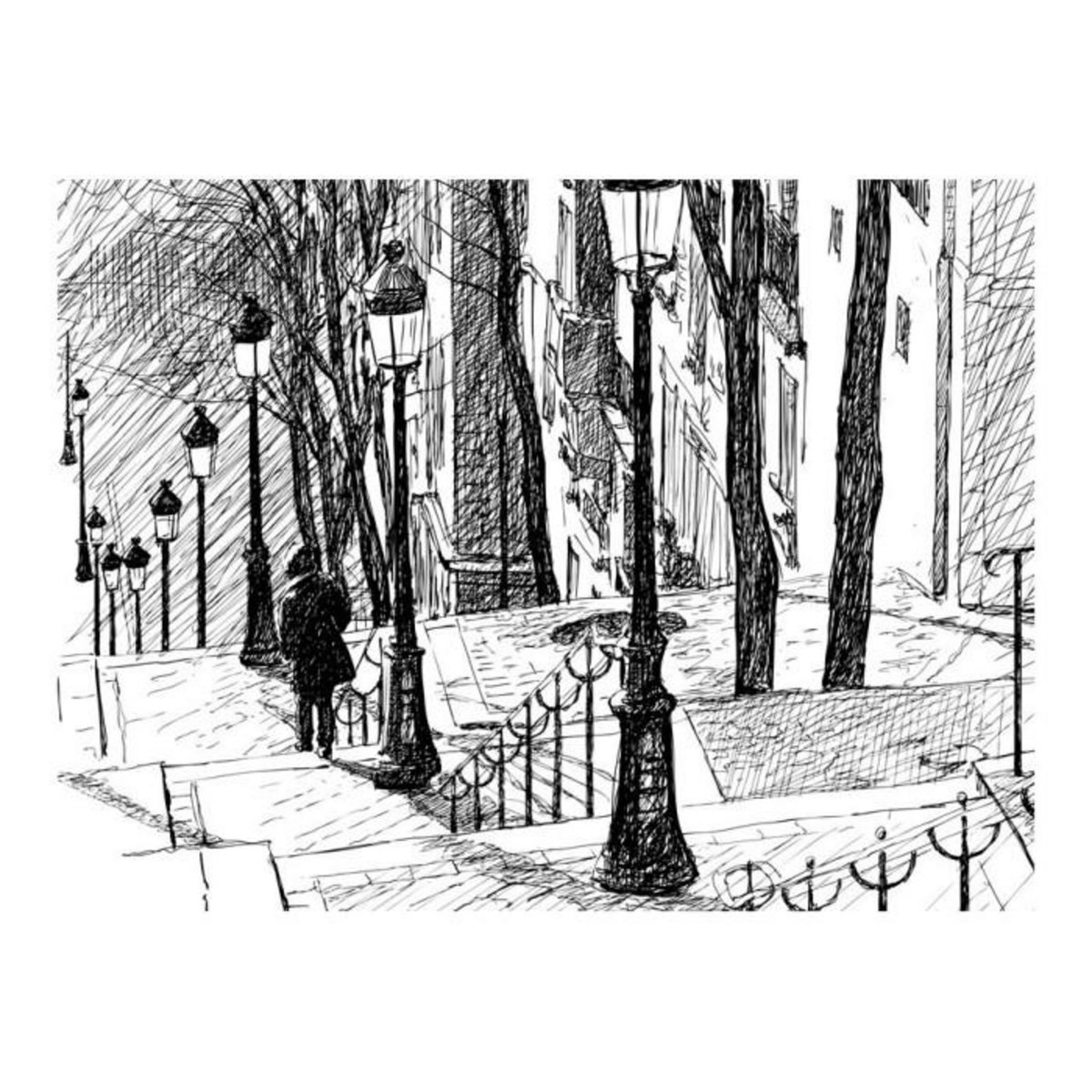 Paris Prix Papier Peint  Escaliers Montmartre