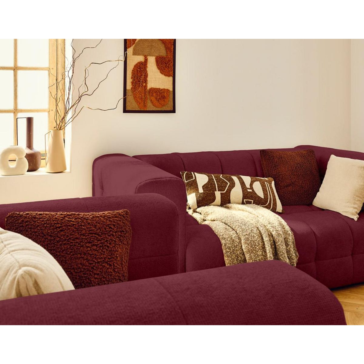 LISA DESIGN Suzano - canapé droit 2 places en tissu texturé