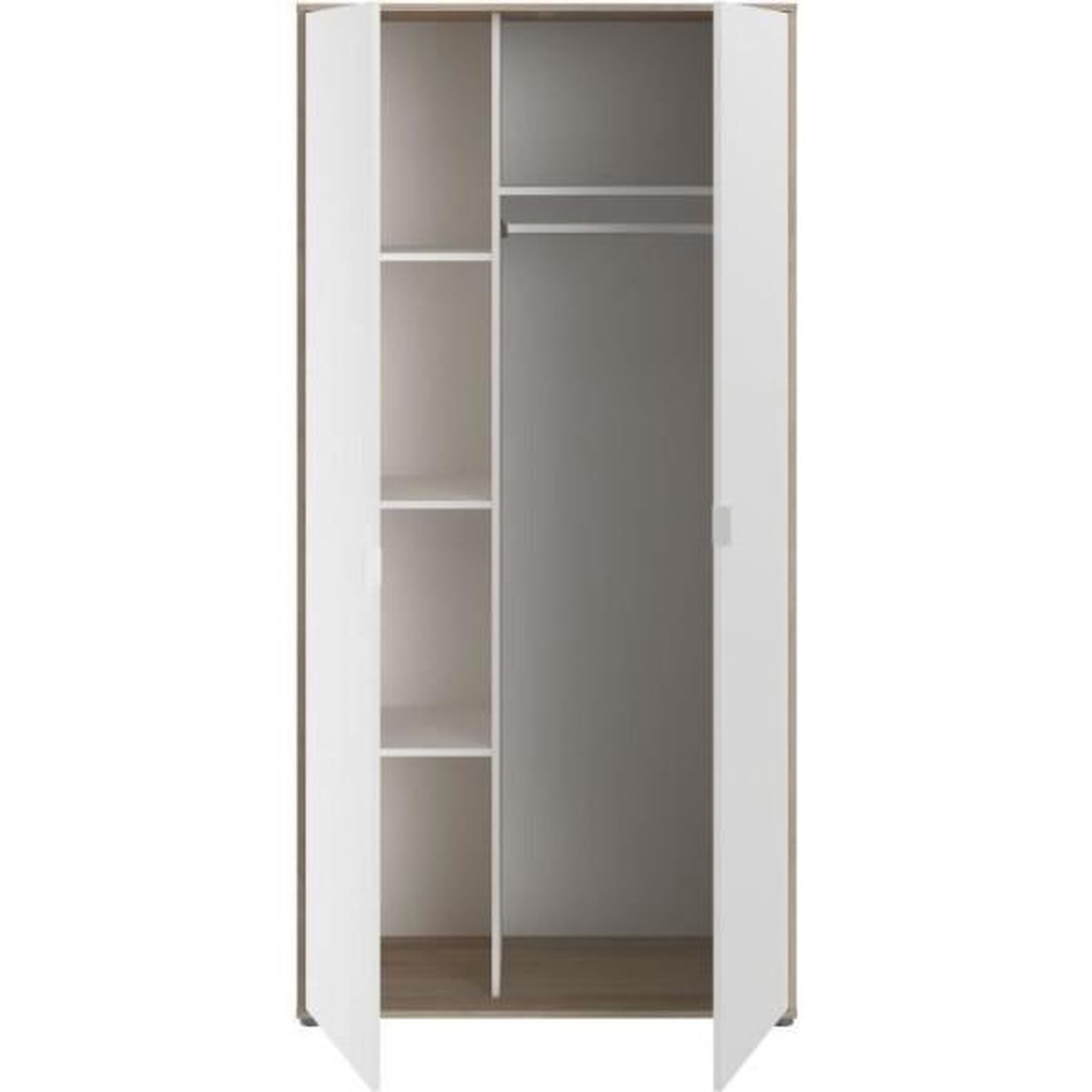 Voir la diapositive 6 : PARISOT Armoire de chambre - AALBORG - Blanc / Chene - 2 portes - 100 x 50,2 x 204,3 cm