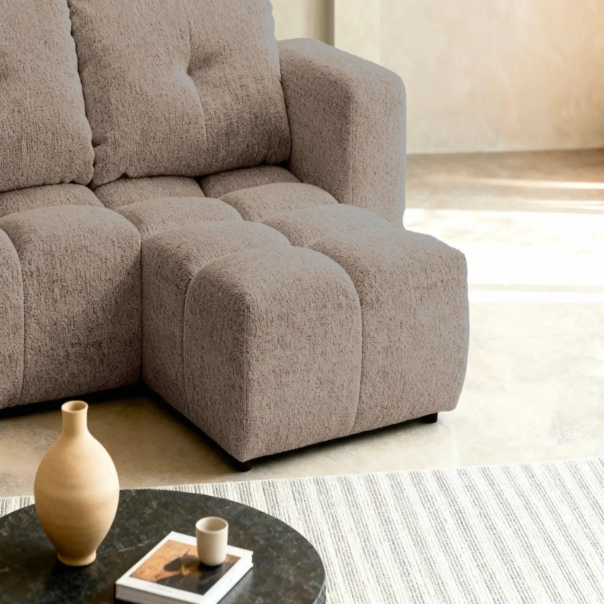 Voir la diapositive 4 : CASANOVA PARIS Romy mini - canapé d'angle convertible tissu chenille 2 places