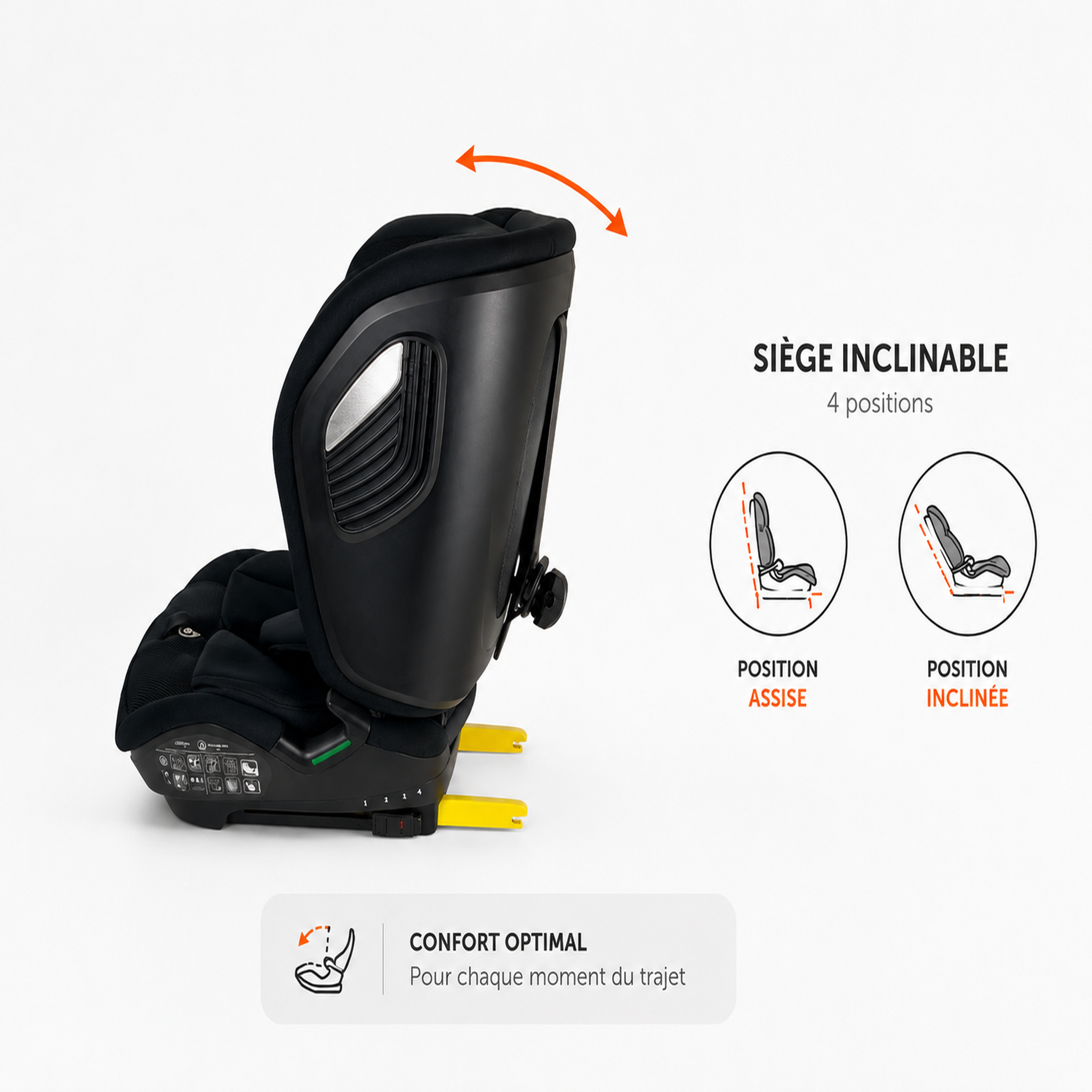 Voir la diapositive 2 : NANIA Nania Nevada, Siège auto isofix, ou ceinture, inclinable, et pliable, Isize 76-150cm, groupe 1/2/3 (9-36kg), protection latérale- housse confort