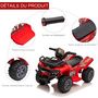 Voir la diapositive 5 : HOMCOM Quad buggy voiture électrique enfant 18-36 mois 6 V 2 Km/h max. effet lumineux métal PP rouge