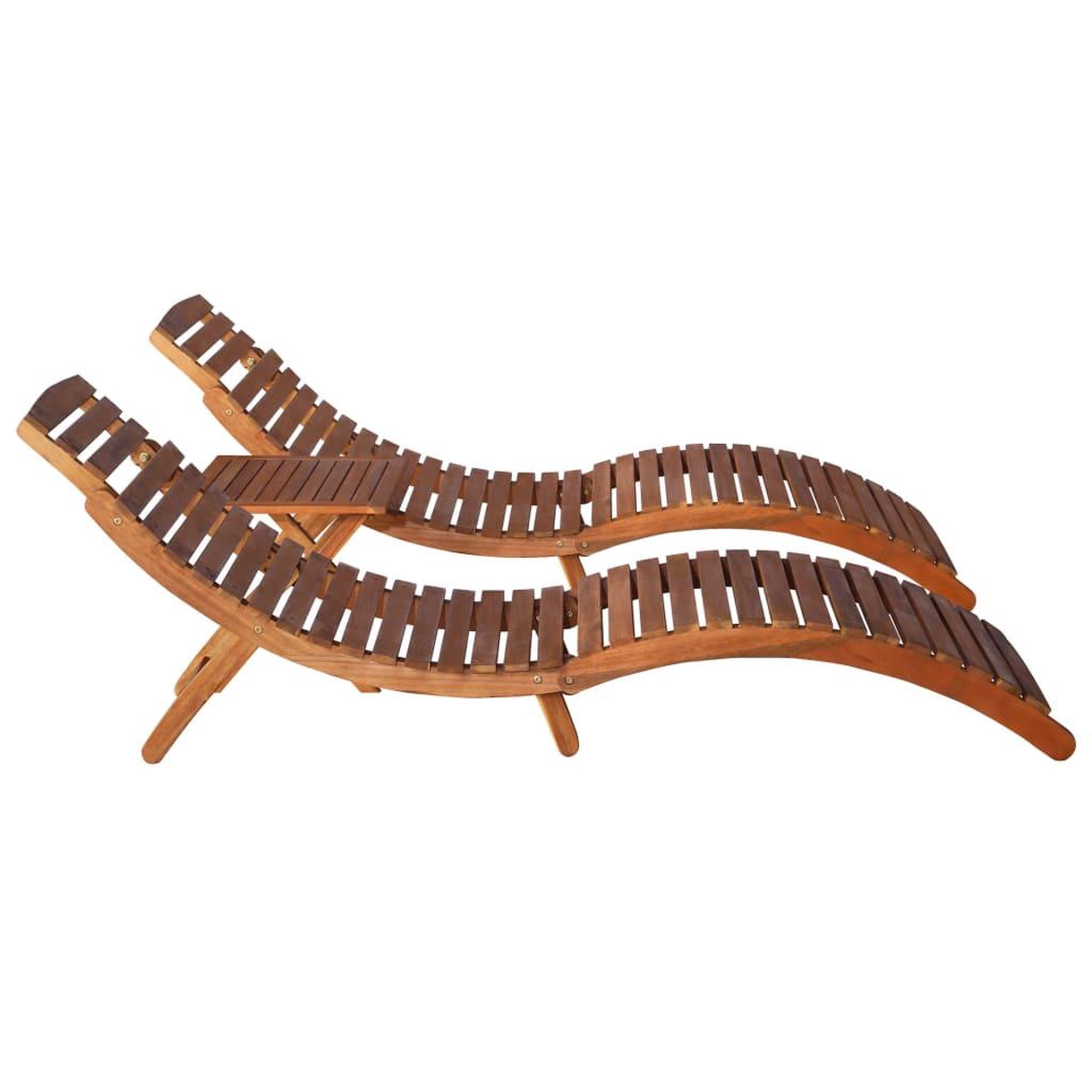 Voir la diapositive 3 : VIDAXL Chaise longue avec table a the 3 pcs bois d'acacia massif