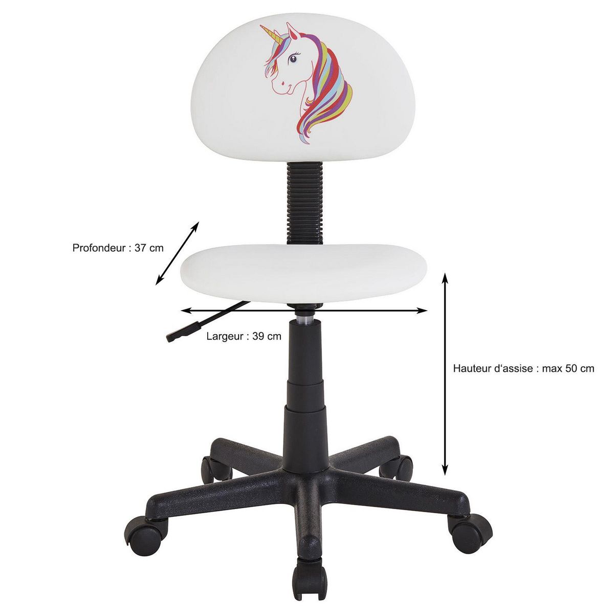 IDIMEX Chaise de bureau pour enfant UNICORN, rev&#xEA;tement synth&#xE9;tique avec motif licorne
