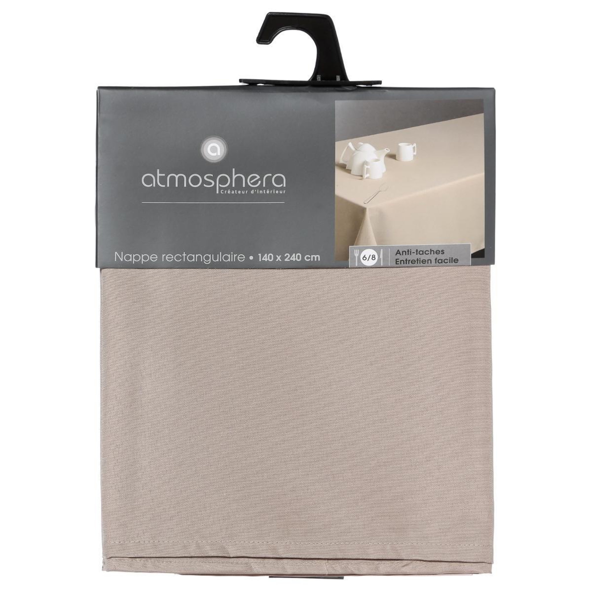 Voir la diapositive 3 : ATMOSPHERA Nappe antitache  unie  140x240cm lin