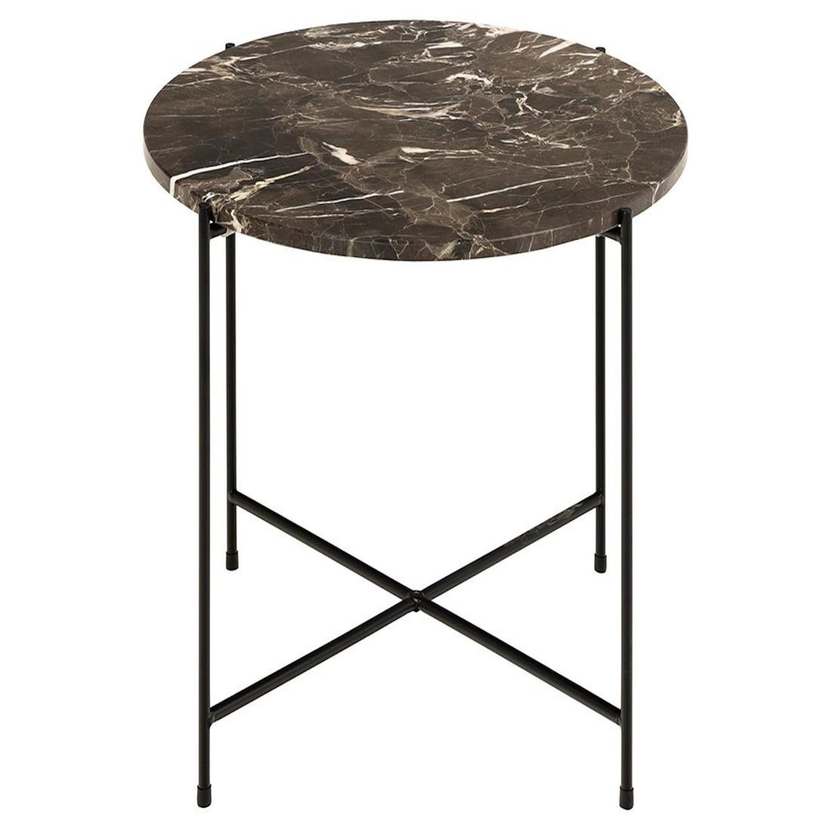 LISA DESIGN Ezaro - table basse ronde - 52 cm - plateau en marbre - pieds en acier