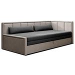 BEST MOBILIER James - canapé 3 places droit convertible avec coffre en velours. Coloris disponibles : Gris, Violet, Beige, Noir