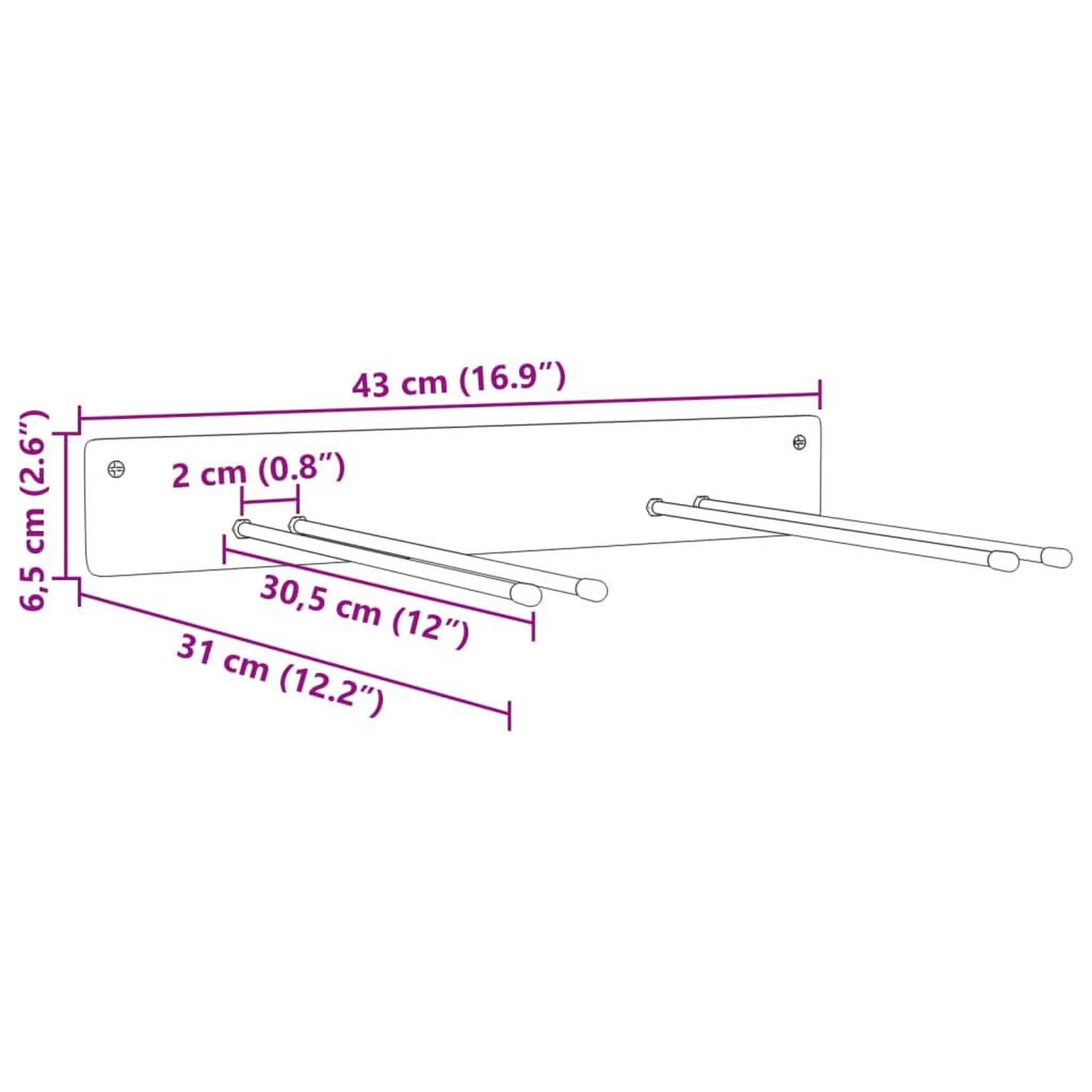 Voir la diapositive 6 : VIDAXL Supports muraux pour outils de jardin 2 pcs noir acier