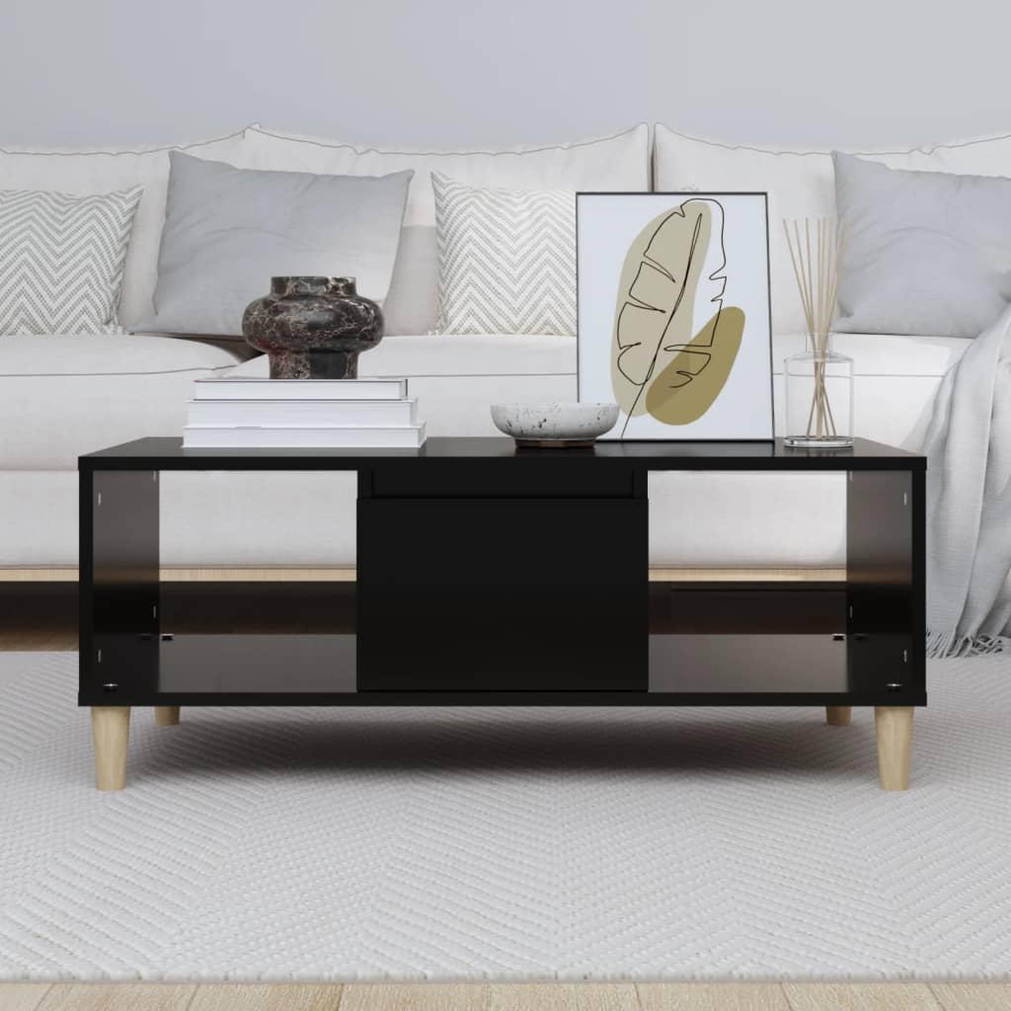 Voir la diapositive 3 : VIDAXL Table basse Noir 90x50x36,5 cm Bois d'ingenierie